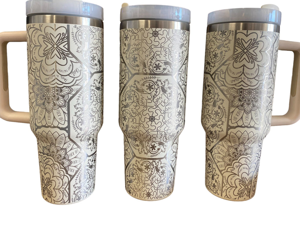 Mandala Tumbler - Word Mandala Tumbler - Cuss Word Mandala Tumbler - Adult Engraved Tumbler
