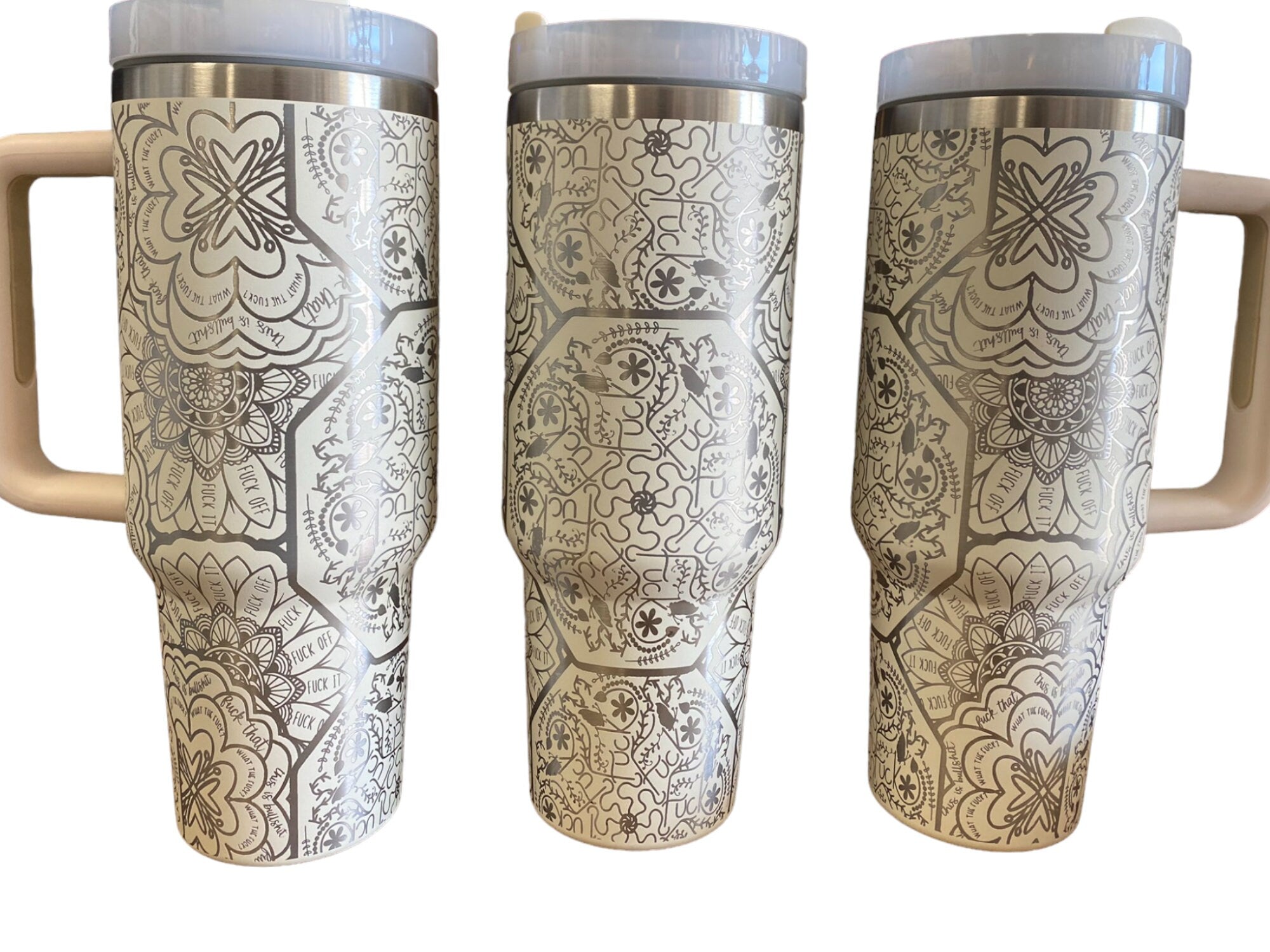 Mandala Tumbler - Word Mandala Tumbler - Cuss Word Mandala Tumbler - Adult Engraved Tumbler