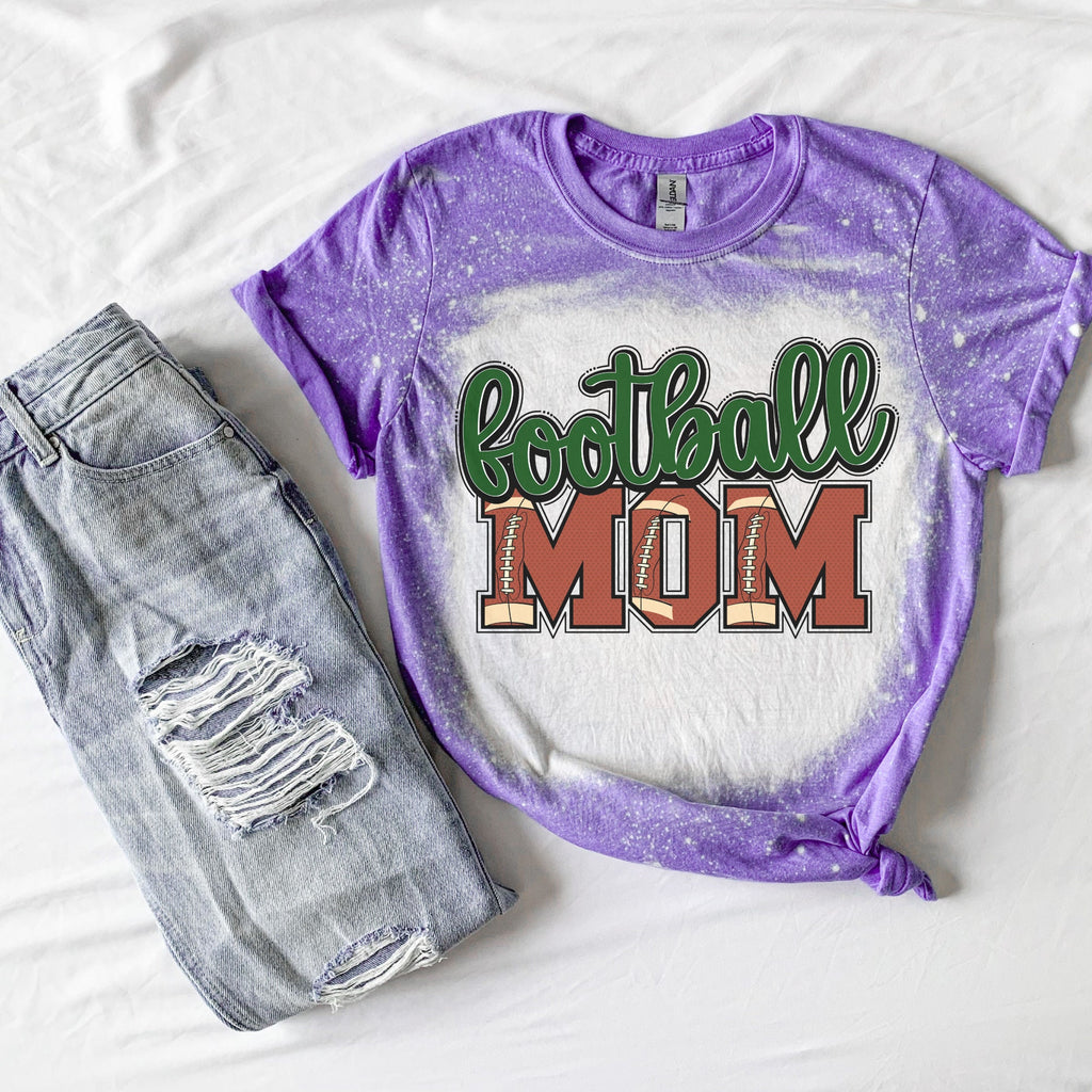 Football Mom Shirt - Football Shirt- Bleached Sports Shirt - Leopard Football Shirt - Football Shirt - Bleached Tee