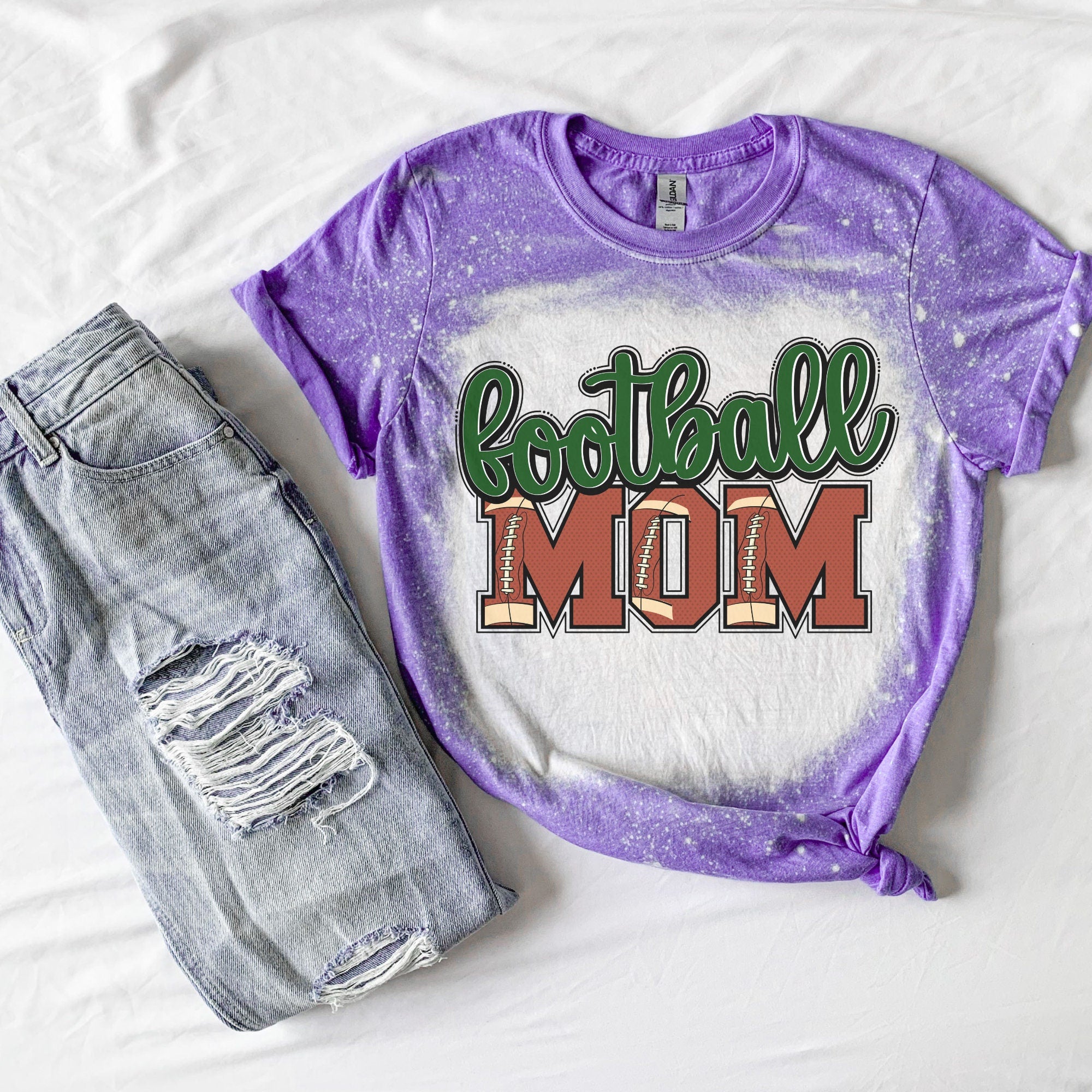 Football Mom Shirt - Football Shirt- Bleached Sports Shirt - Leopard Football Shirt - Football Shirt - Bleached Tee