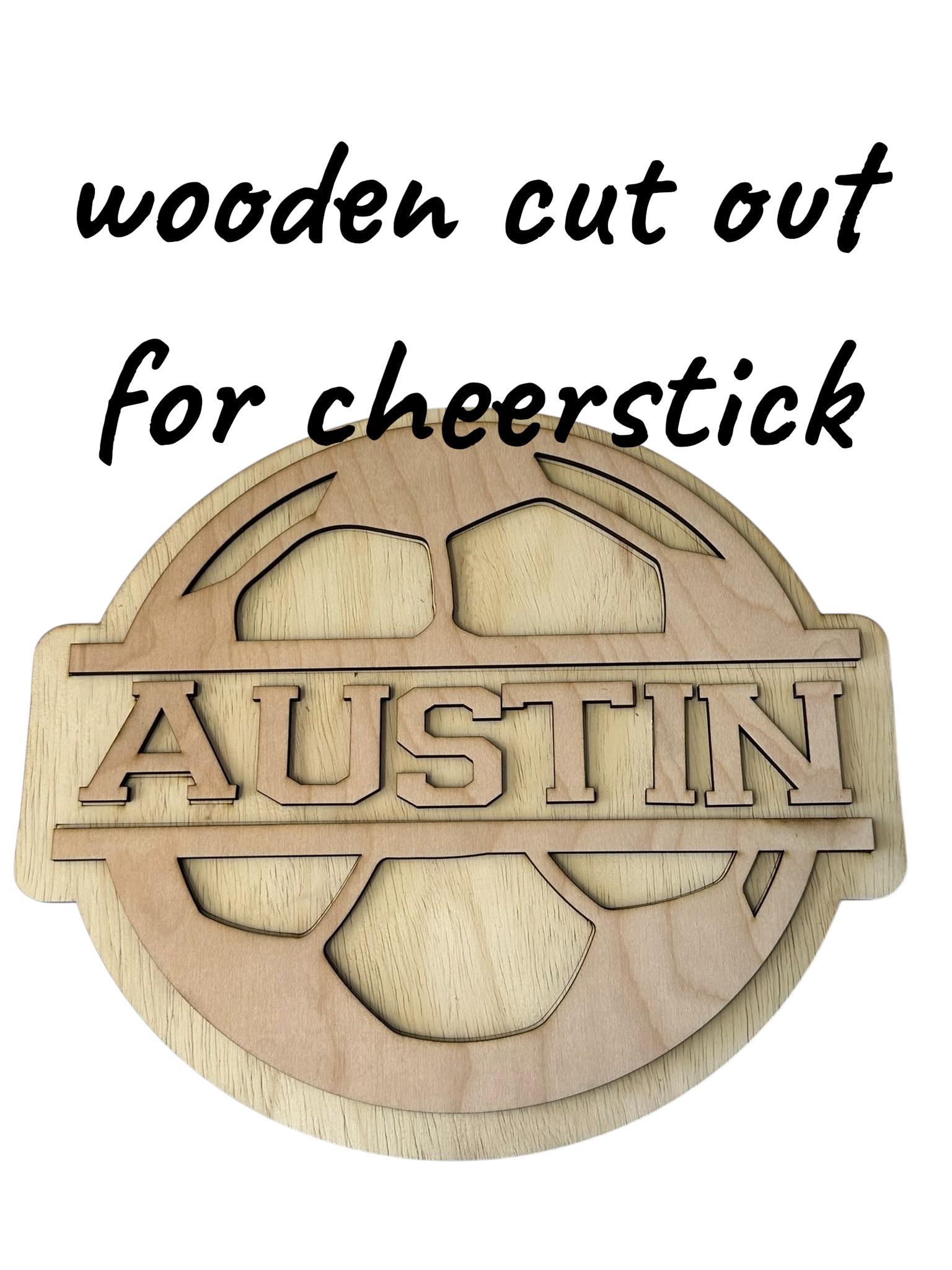 Soccer Wooden Name Cut out and Backer for DIY  Decor Personalized Wooden Name Sign |  Laser Cut Wood Names  Kids Roo| Football Cheerstick