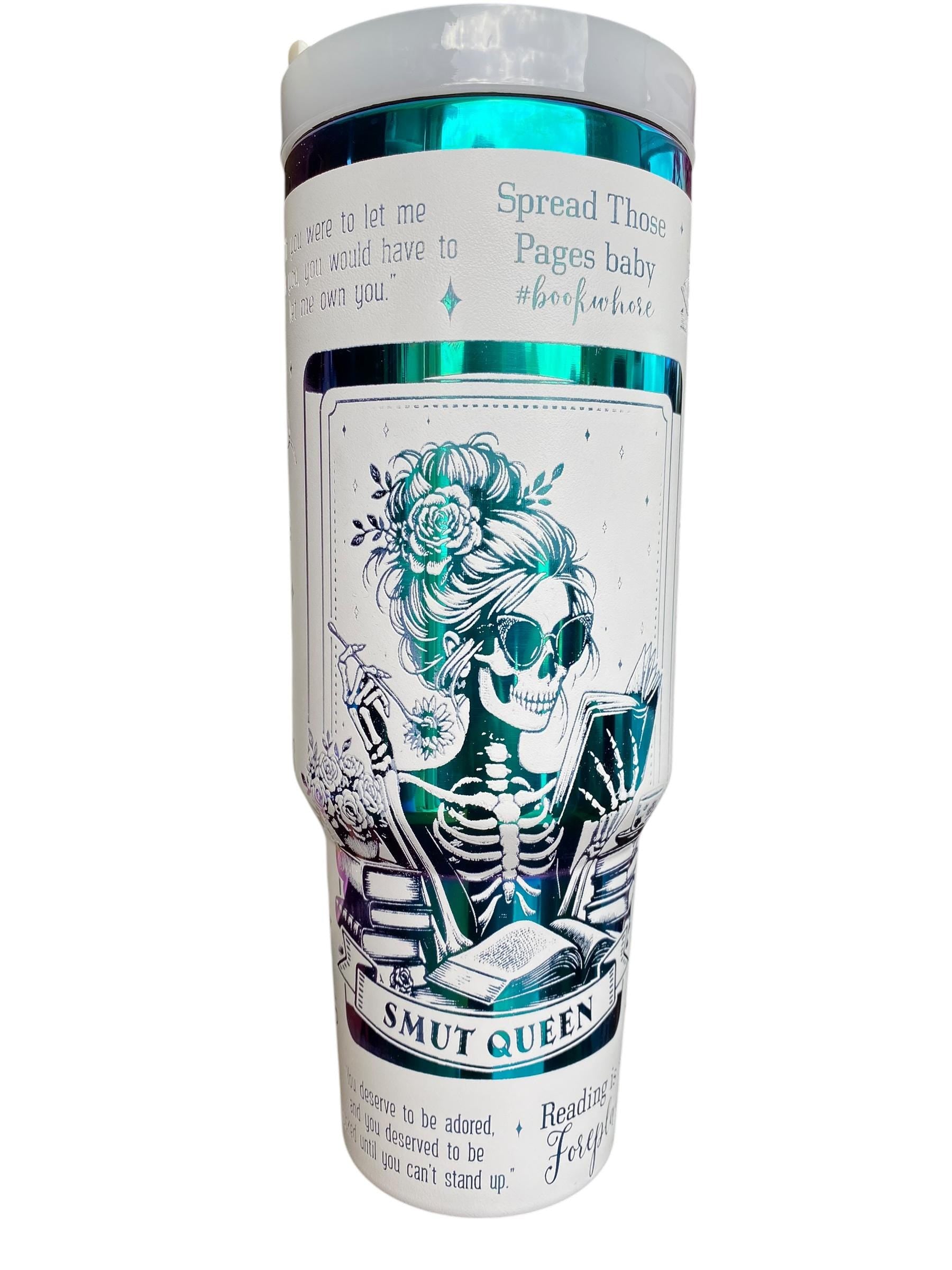 Smut Queen Tumbler - Dark Romance Reader Tumbler -  Engraved Cup - Custom Engraved Cup   40oz tumbler with handle - Romance Book Theme