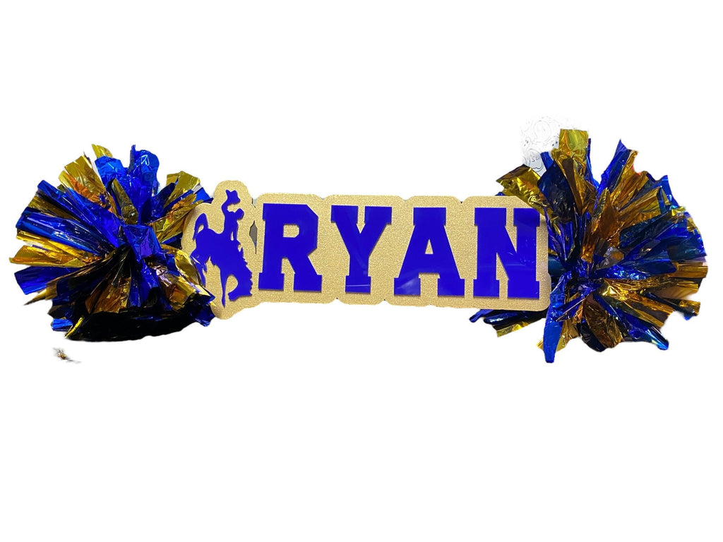 Pom Pom Sign Custom Cheer Stick - Game Day Signs - Custom Acrylic Cheer Stick - Personalized Name Cheer Sign - Sport Mom Sign - Pom Poms