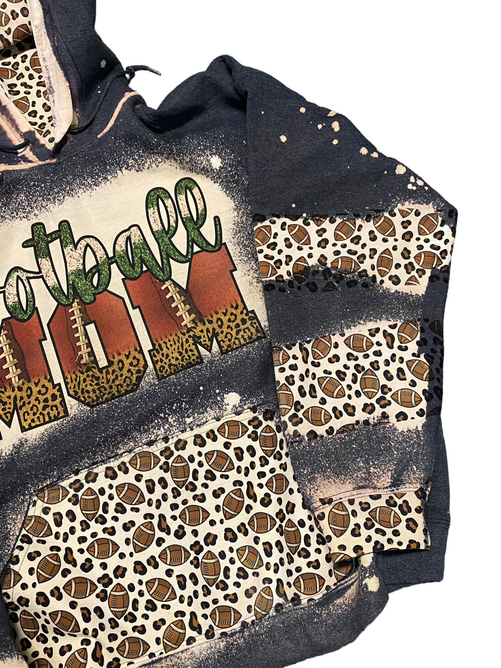 Football Mom Bleached Hoodie -Football Mom Sweatshirt - Bleached Hoodie - Custom Hoodie - Football Shirt Sweatshirt