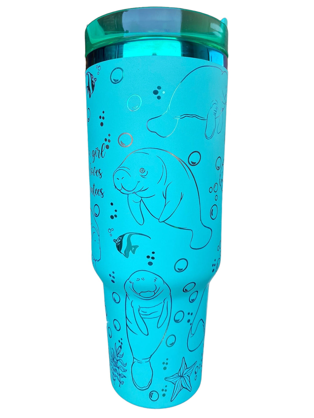 Save The Manatees Tumbler - engraved Manatee Tumbler - 40oz tumbler with handle - Sea Cow Gift Tumbler - Just a Girl Who Loves Manatees