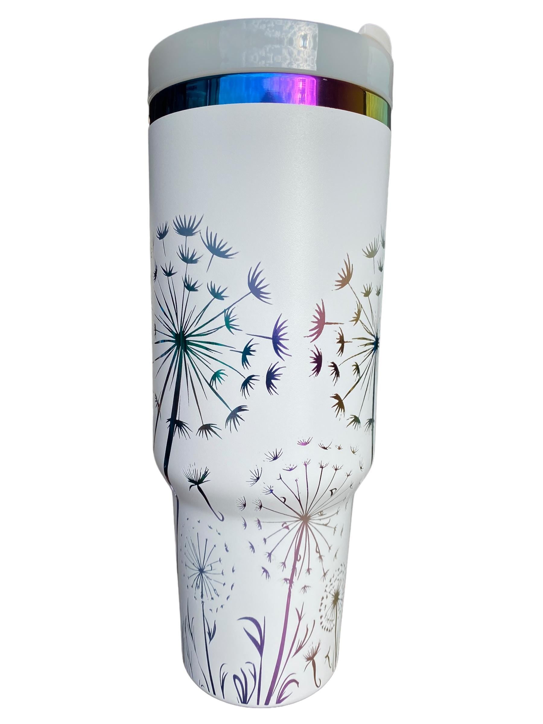 Butterfly and dandelion Tumbler - 40oz tumbler - Personalized Engraved Tumbler - Laser engraved, Floral tumbler, Custom 40oz tumbler