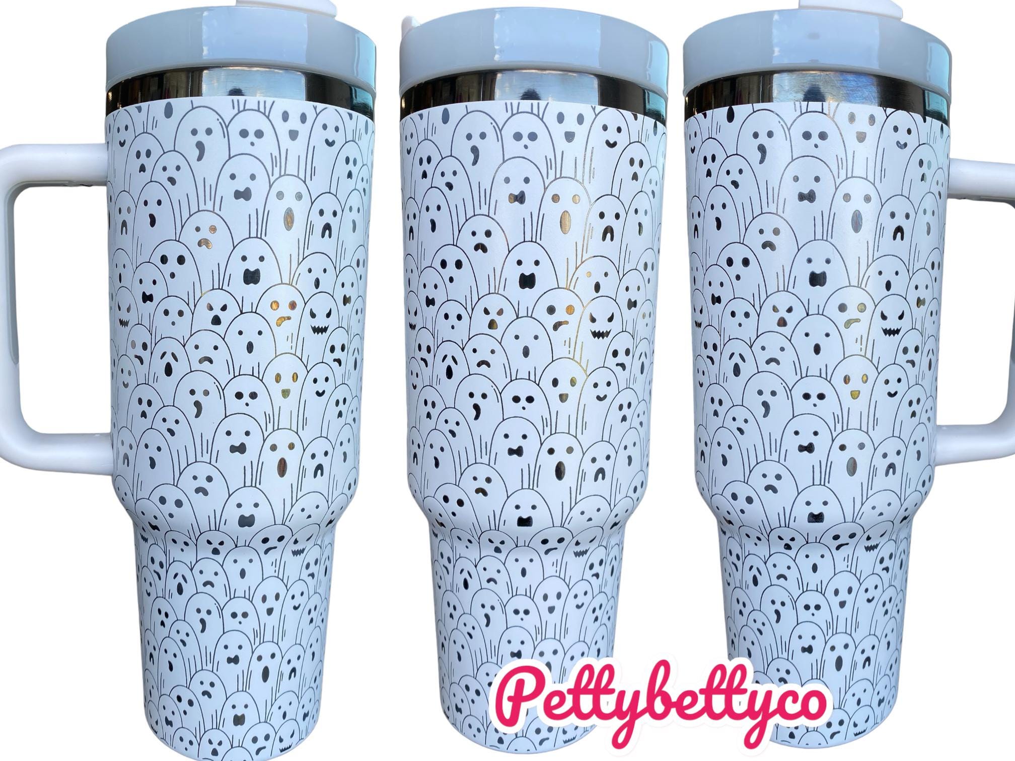 Ghost Engraved Tumbler - Ghosts and Ghouls Halloween Engraved Tumbler - 40oz Engraved Tumbler - Halloween Cup - Spooky Season Cup - Ghosts
