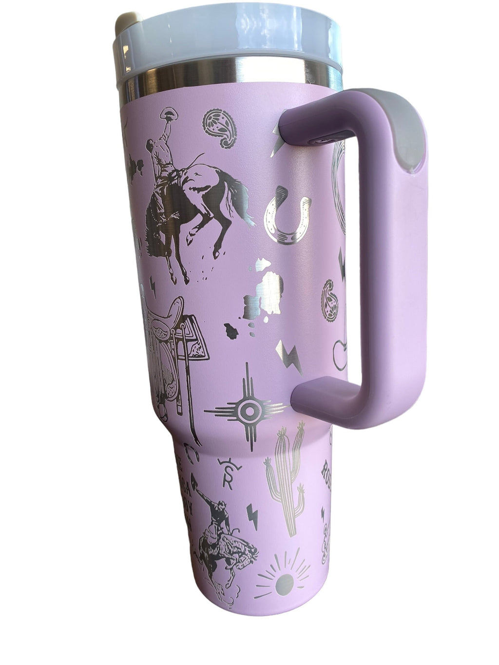 Hey Cowboy Tumbler  - Engraved Country Western tumbler - 40oz tumbler with handle - Cowgirl Tumbler