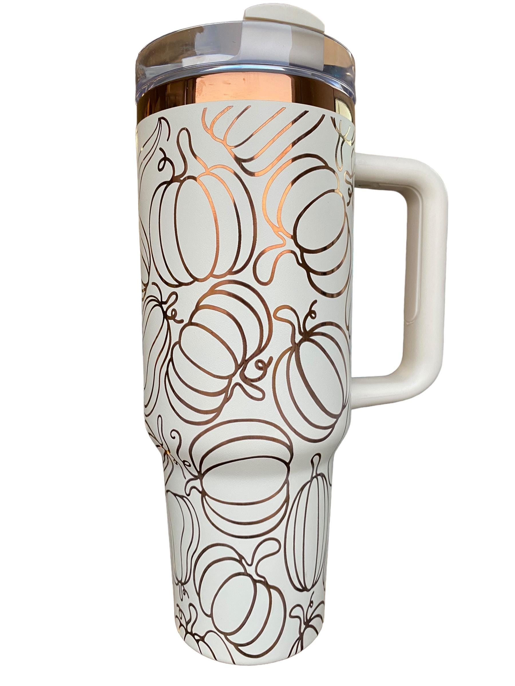 Pumpkin Spice Tumbler - Pumpkin Burst Cup - Fall tumbler -Copper and Cream Fall Tumbler Cup - Engraved Fall Tumbler - Autumn Tumbler