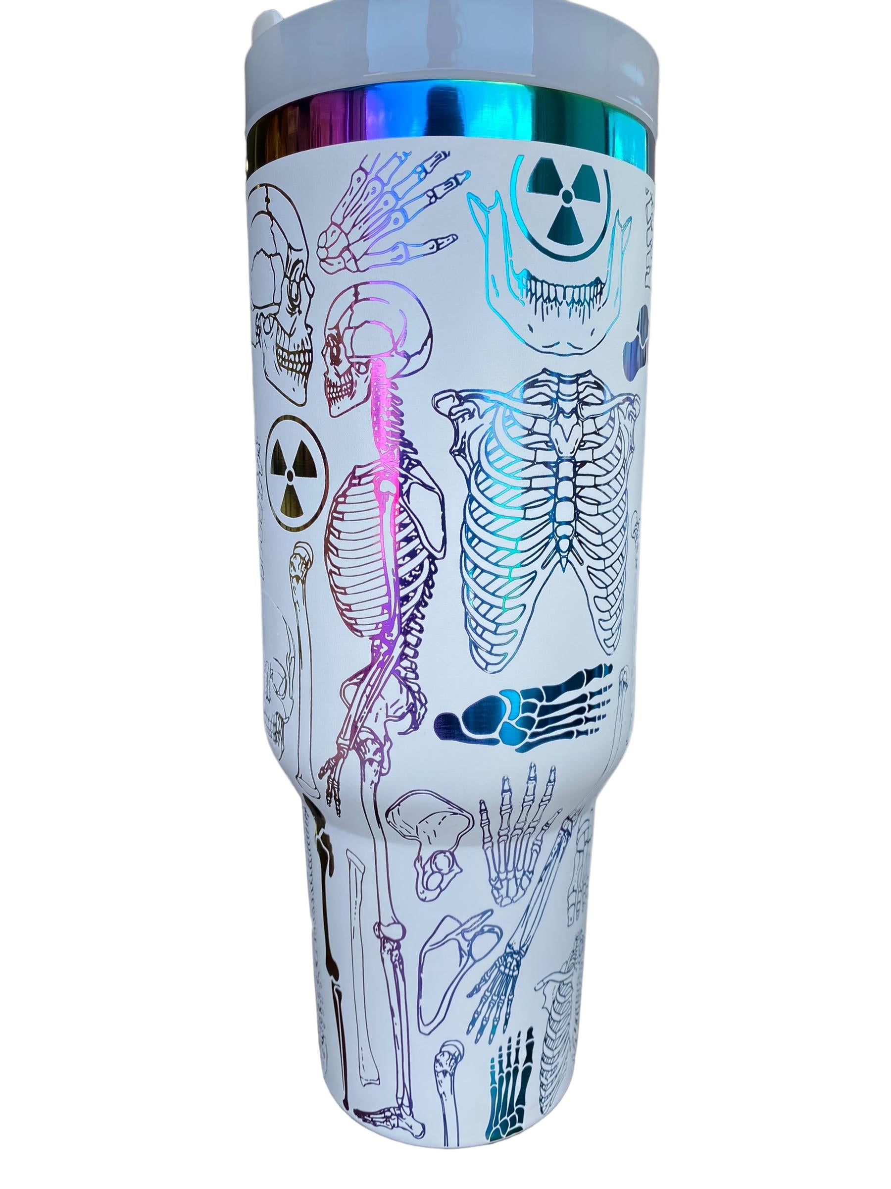 Radiology Tumbler - Radiologist  Gift - X-ray Ortho Tumbler - Xray tech| Xray tumble - 40oz Engraved Tumbler - Halloween - Skeleton Tumbler