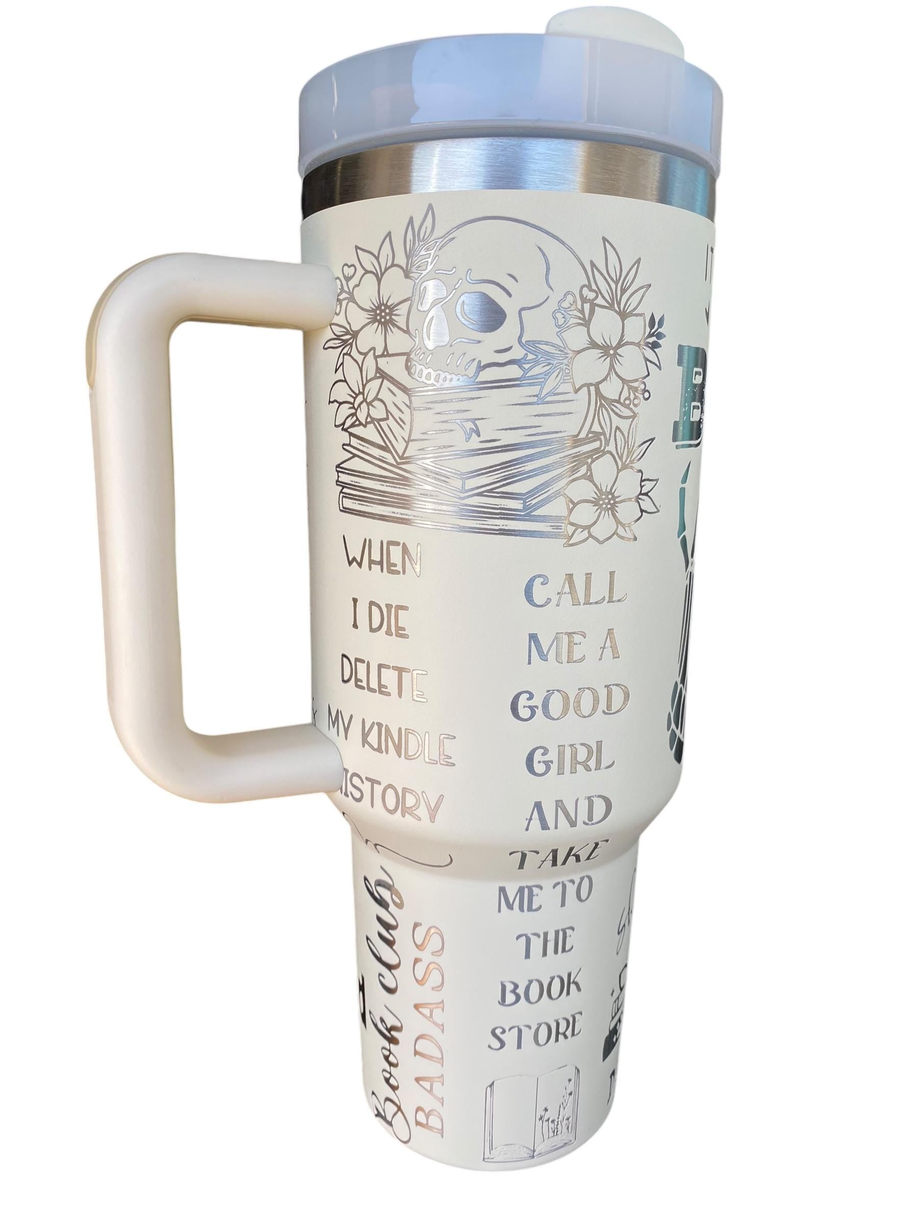 Its a Good Day to Read a Book Tumbler  - Kindle Reader Custom Engraved Cup  - 40oz tumbler with handle - Reading Theme Tumbler
