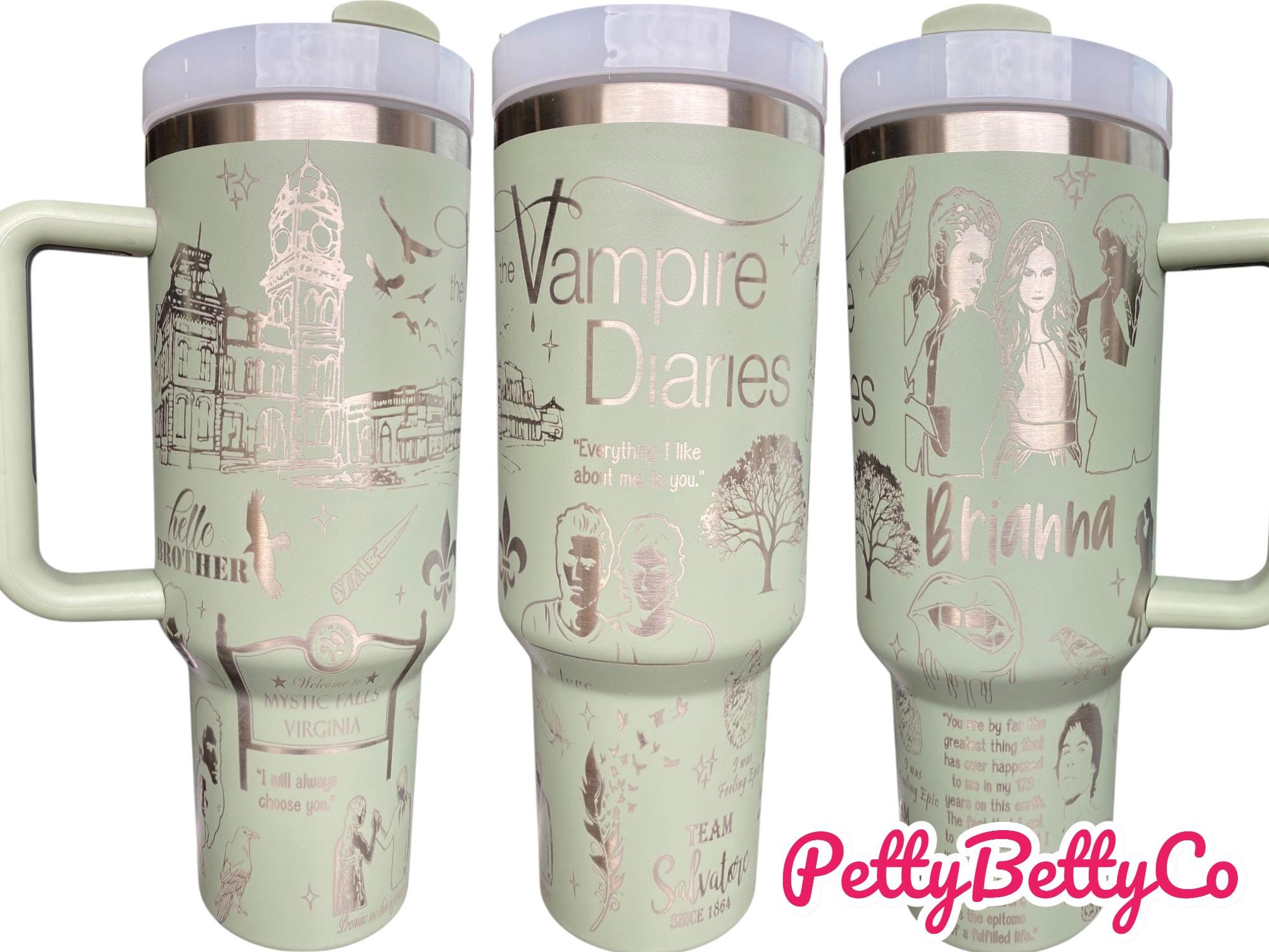 Vampire Series Cup - Book Custom Engraved Cup  - 40oz tumbler with handle - Reading Theme Tumbler