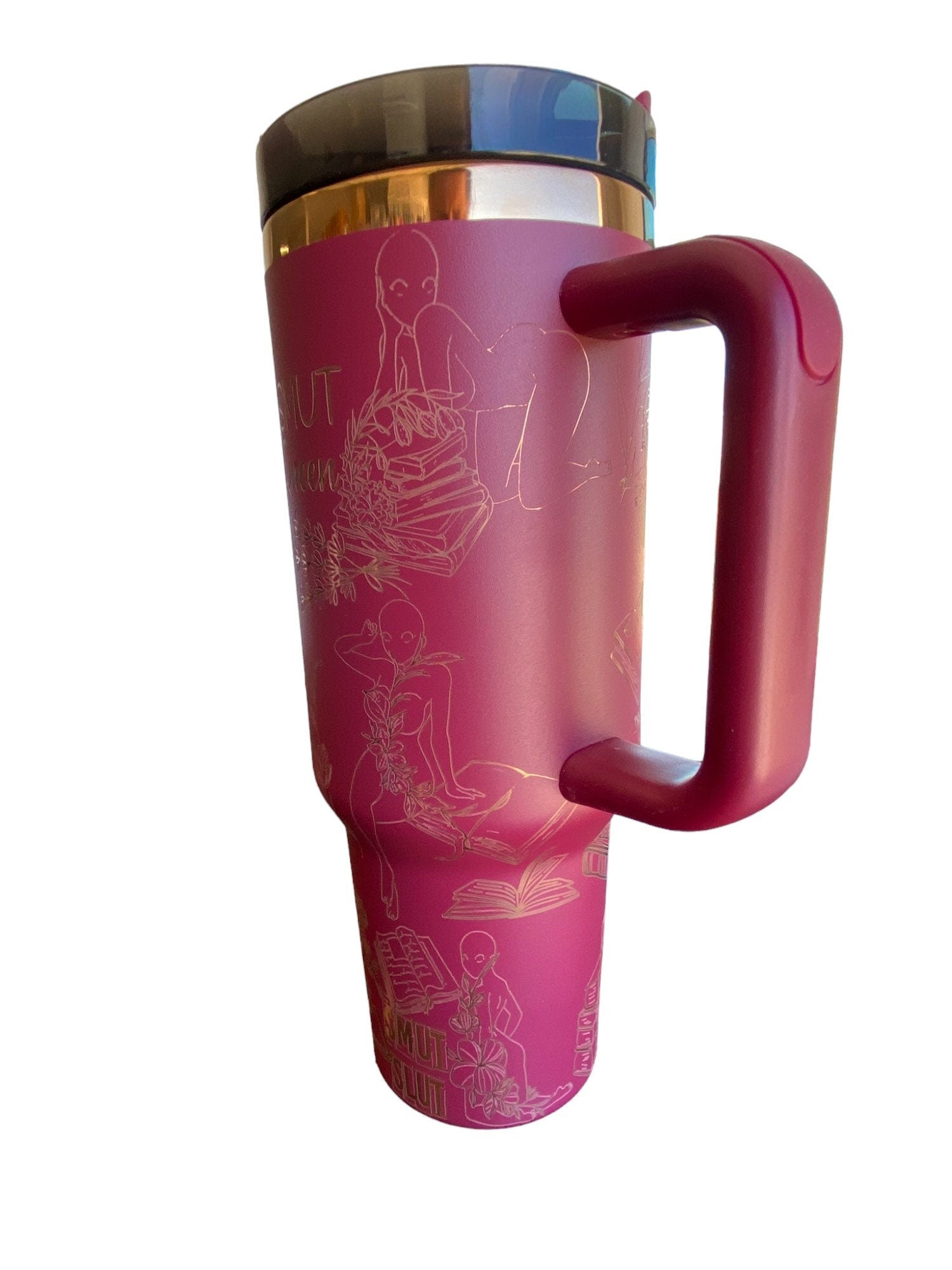 Smutty Reader Engraved Cup - Custom Engraved Cup  - 40oz tumbler with handle - Spicy Romance Book Theme Tumbler