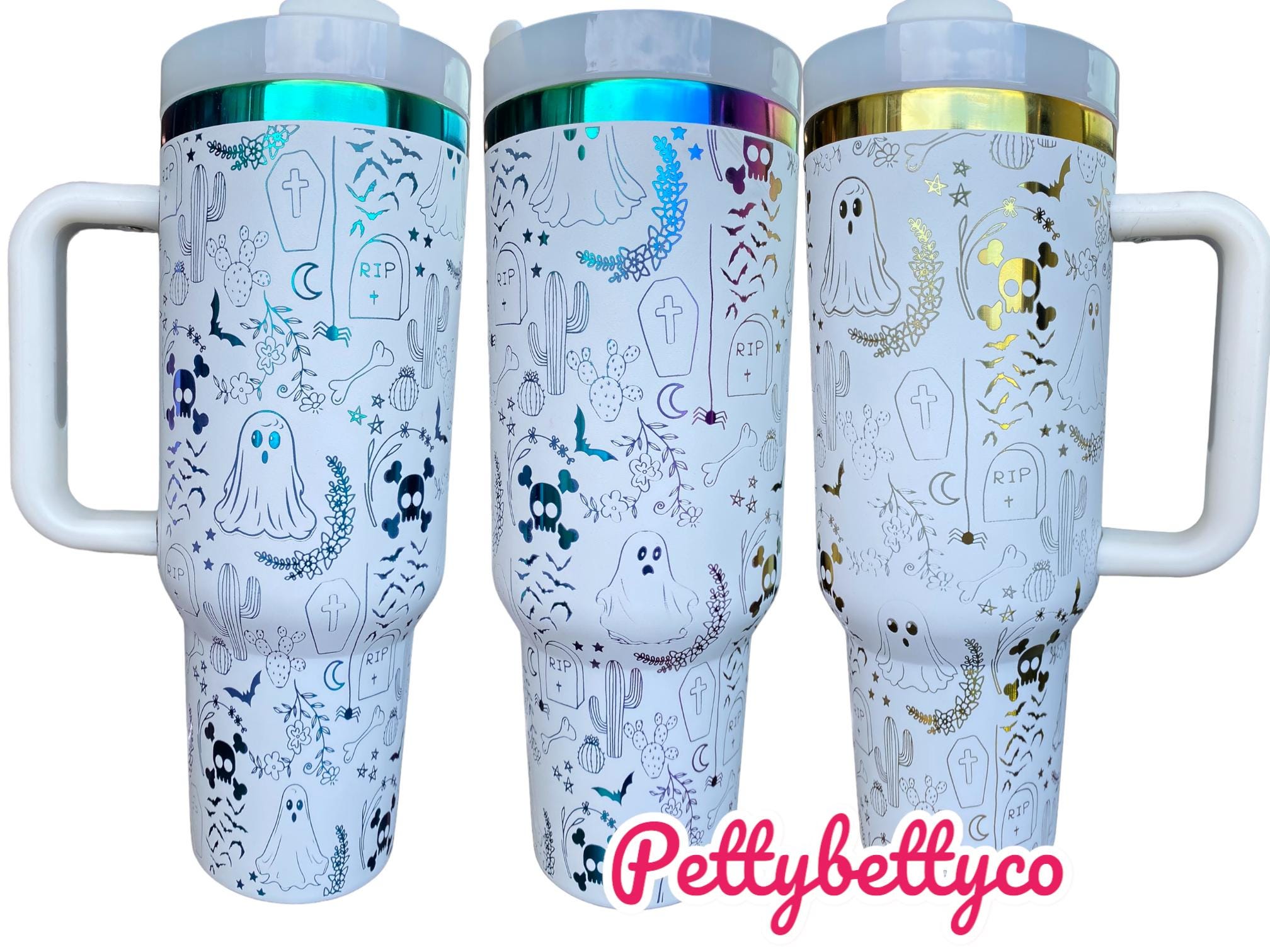 Spooky Season Tumbler - Ghosts and Ghouls Halloween Engraved Tumbler - 40oz Engraved Tumbler - Halloween Cup - Skeleton Tumbler