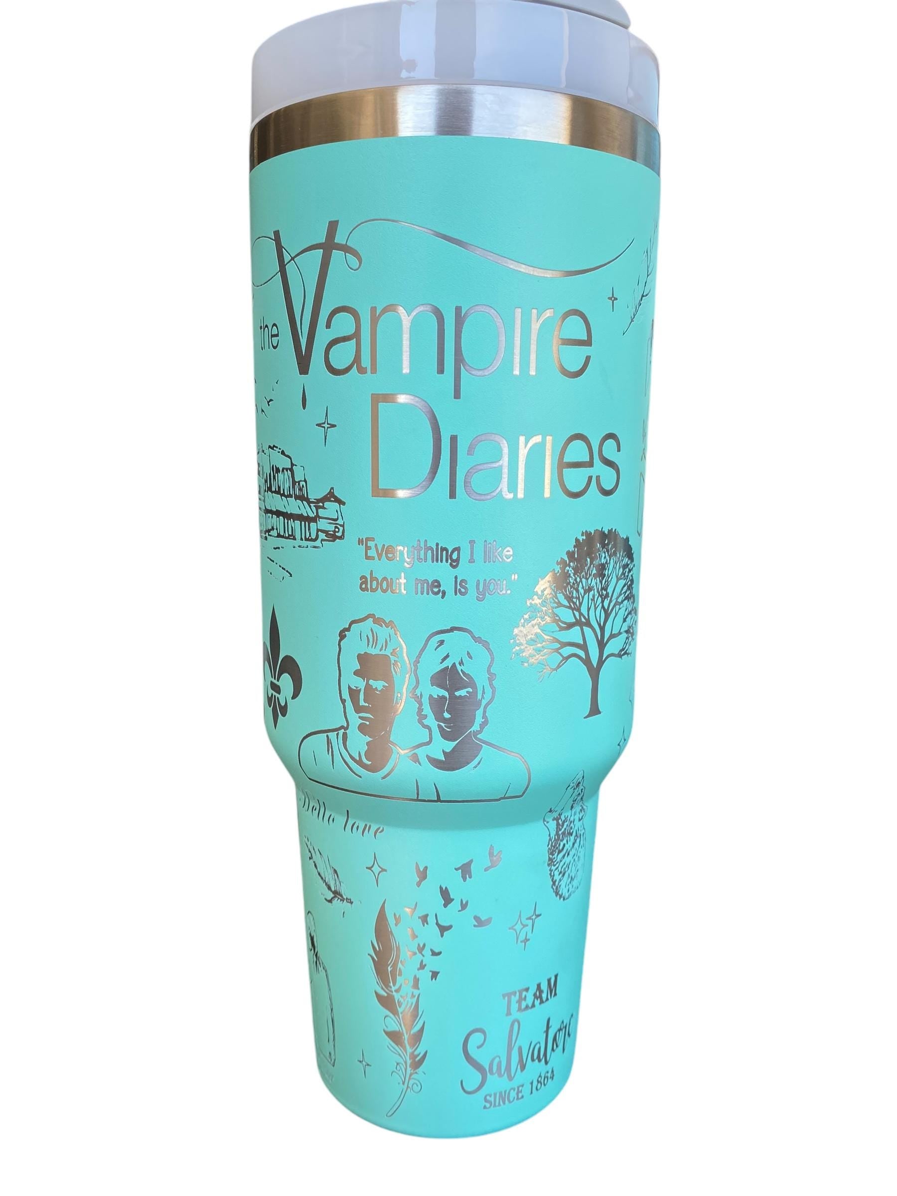 Vampire Series Cup - Book Custom Engraved Cup  - 40oz tumbler with handle - Reading Theme Tumbler