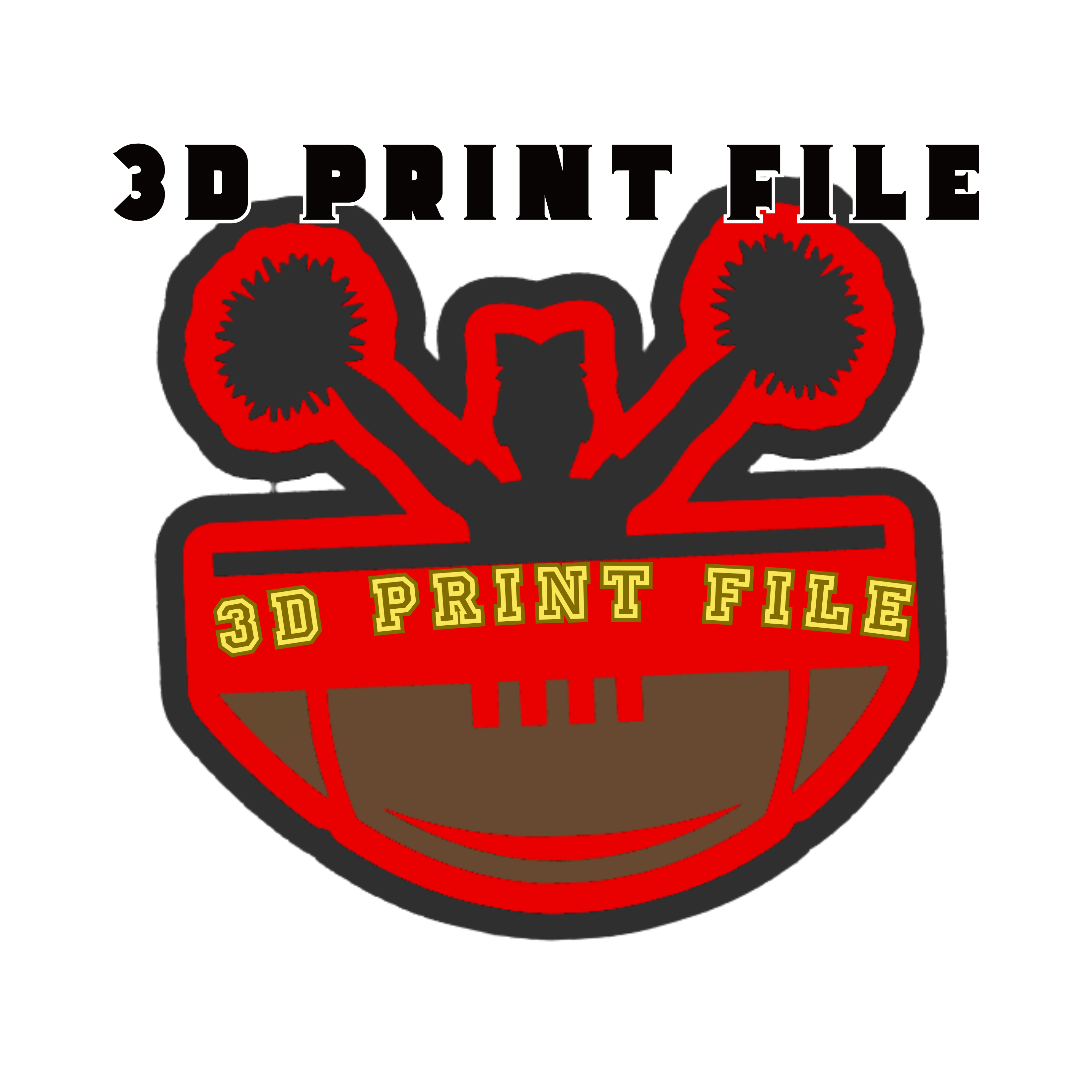 Custom Cheer & Football Combo Pompom Stick – 3D Print File (STL & 3MF)