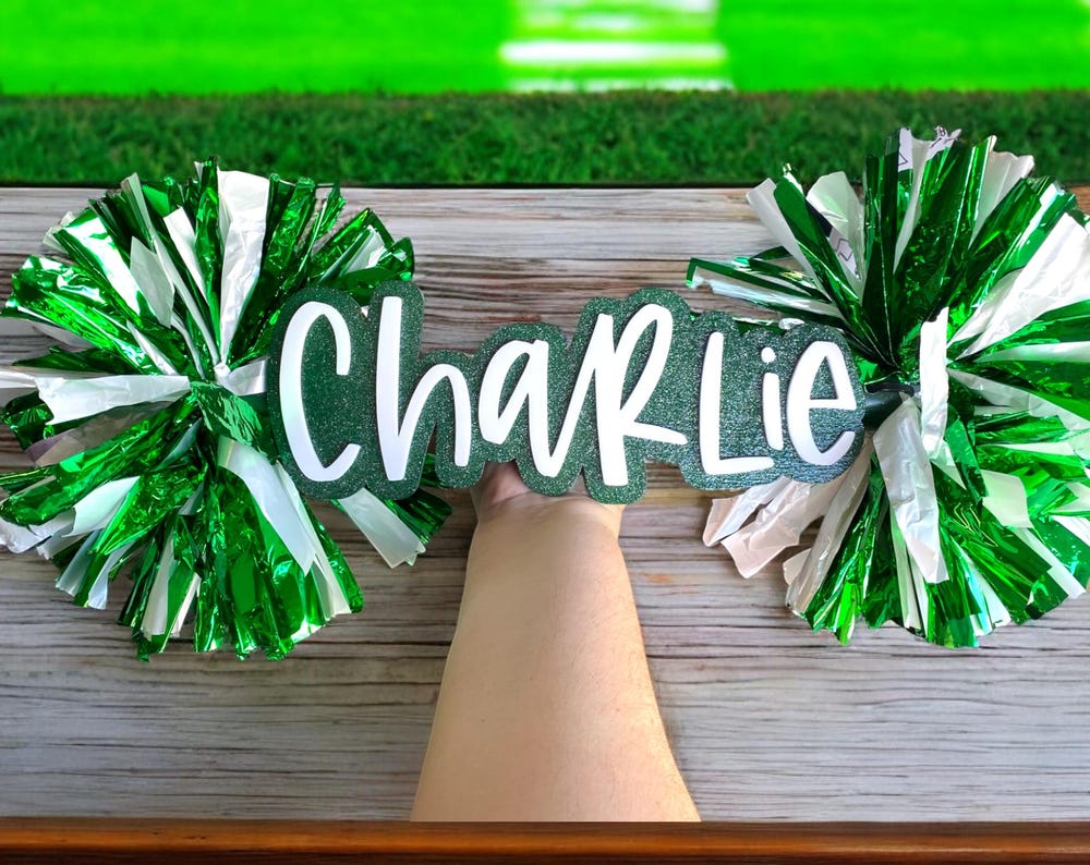 Custom Cheer Stick Pompom Sign – Personalized Spirit Gear