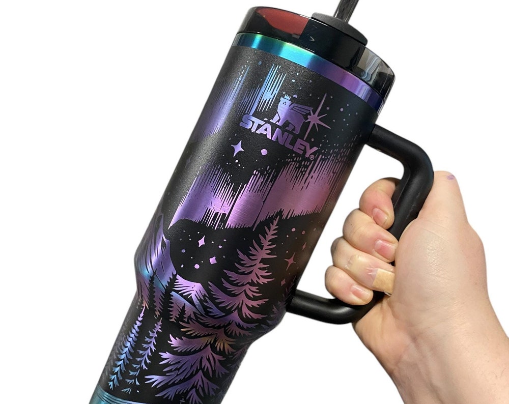Personalized Northern Lights Laser Engraved Stanley Tumbler – Custom Stainless Steel Travel Cup