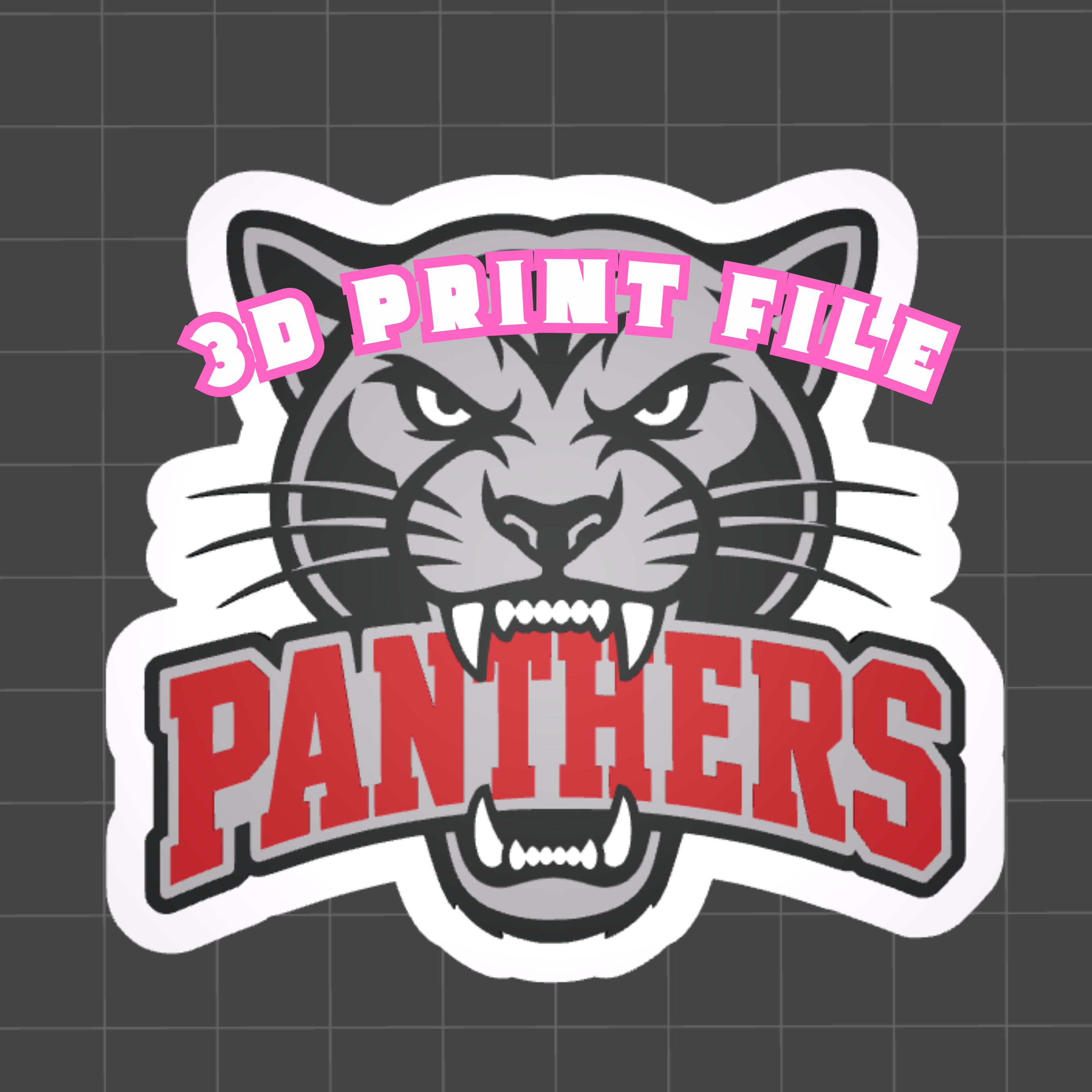 Custom Panthers Mascot 3D Print File | Personalized School Mascot STL | Multi-Color Panther Logo | STL & 3MF Digital Download