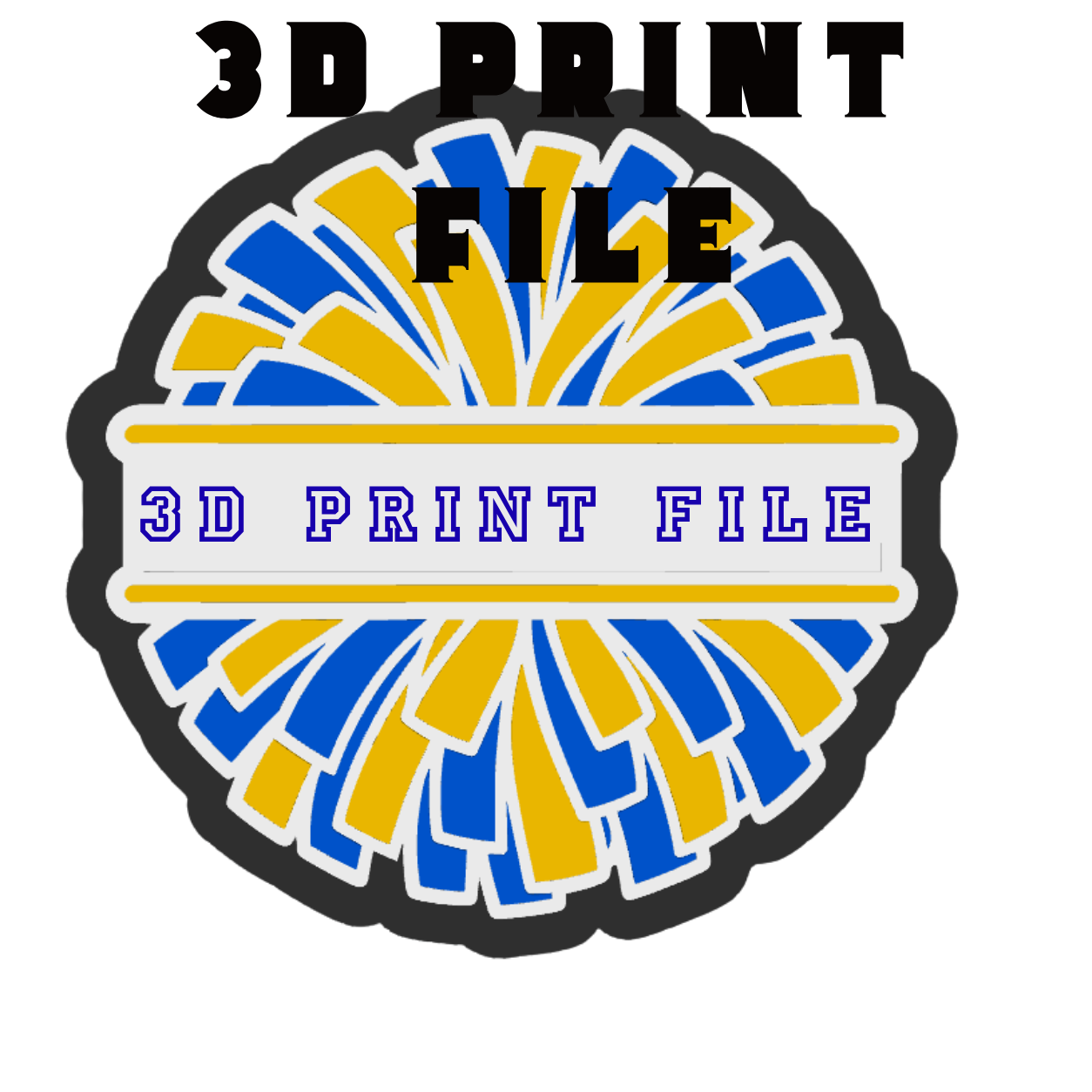 Split Pompom Personalized 3D Print File | STL & 3MF for Multi-Color Printing