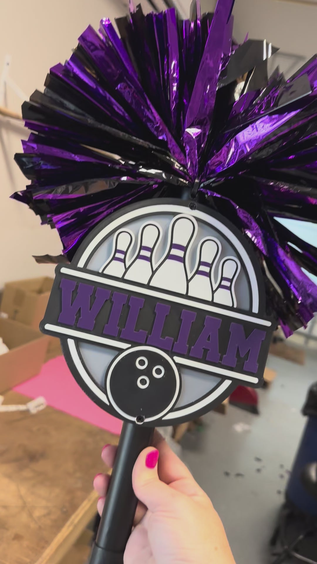 Personalized Bowling Pompom Stick | Custom Team Spirit & Senior Night Gift