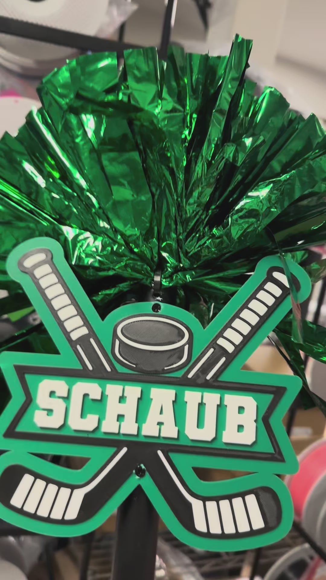 Personalized Ice Hockey Pompom Stick | Custom Hockey Spirit Stick | Senior Night Hockey Gift | Team Fan Cheer Stick