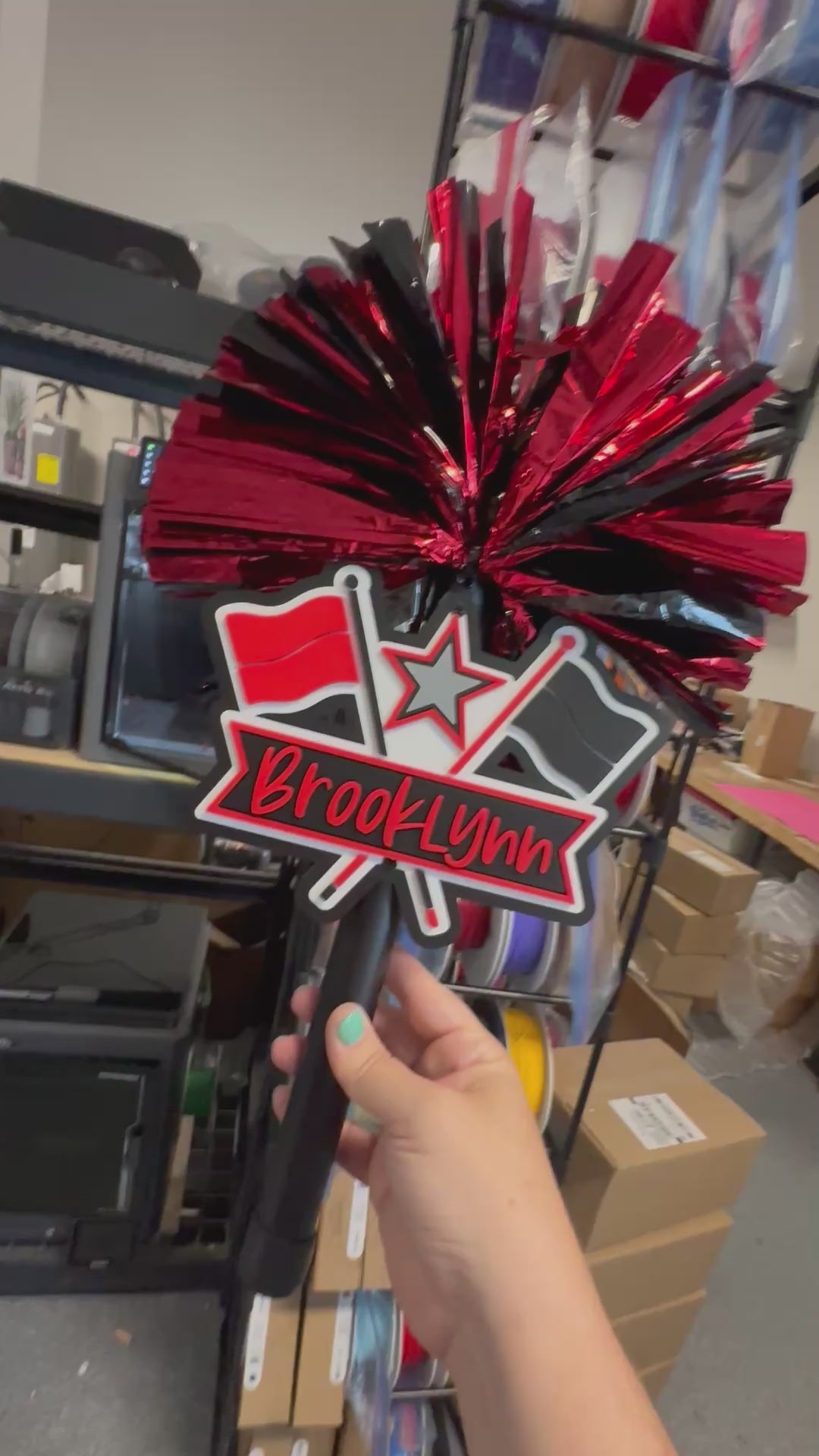 Personalized Color Guard Pompom Cheerstick | Custom Team Colors
