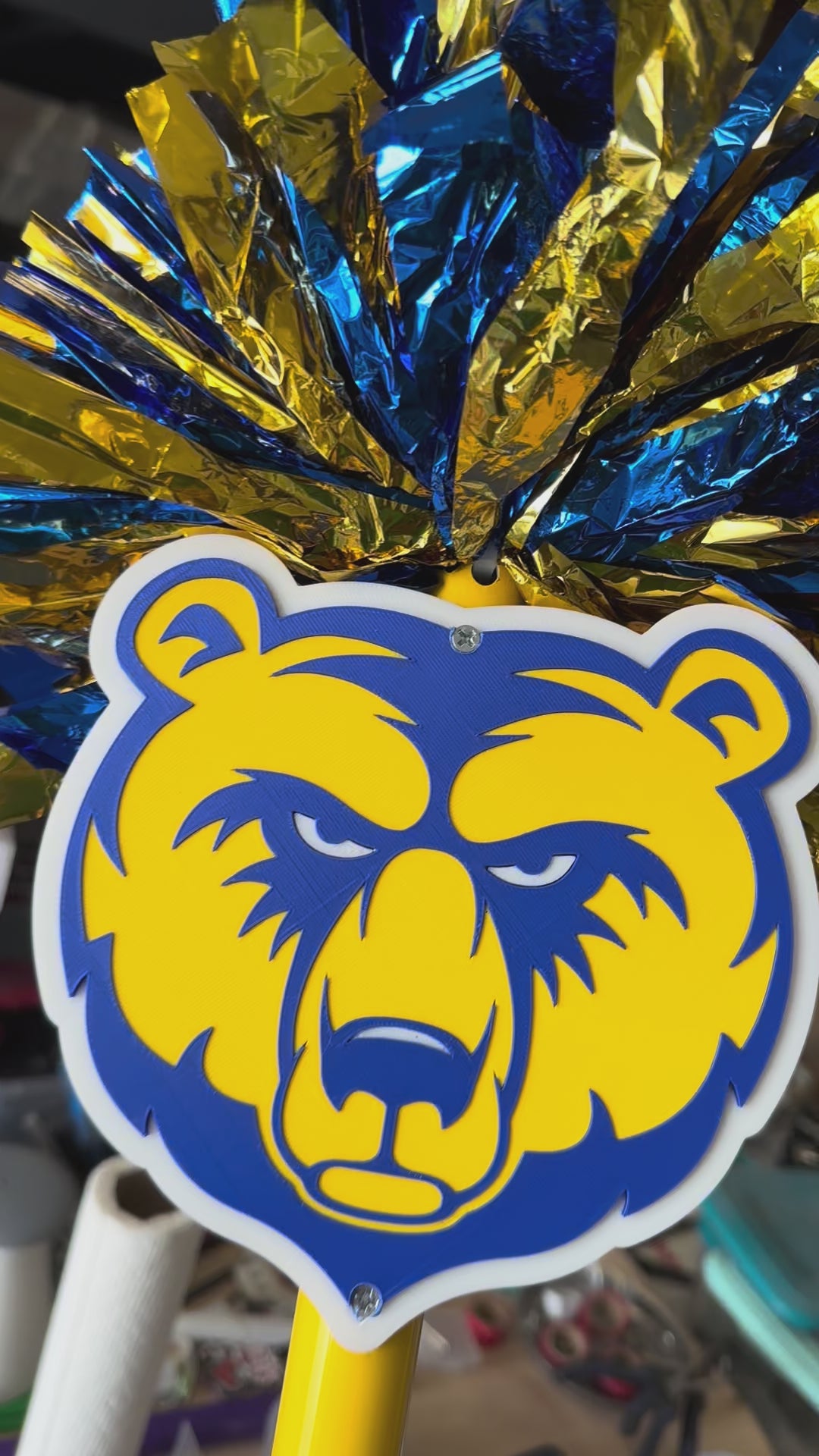 Custom Logo Pompom Stick | Personalized 3D Printed Team Spirit Stick | School Mascot, Team Logo & Business Logo Cheer Stick