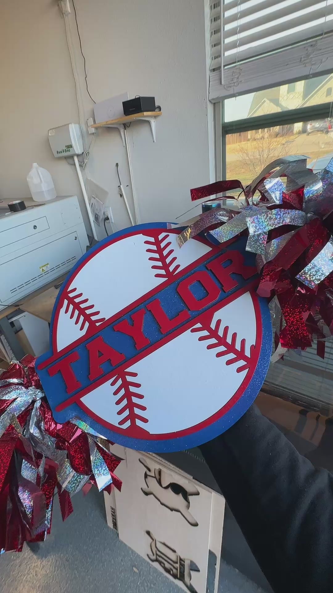 Personalized Baseball Cheerstick | Custom Name Sports Noise Maker | Game Day Spirit Stick with Pom Poms | Baseball Fan Gift