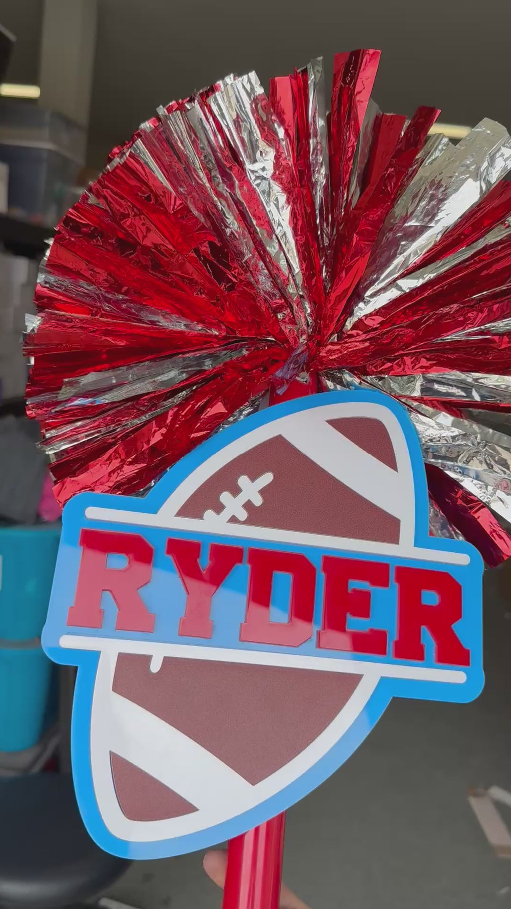 🏈 Football Pom Pom Noise Maker – Personalized Game Day Cheerstick | Spirit Shaker