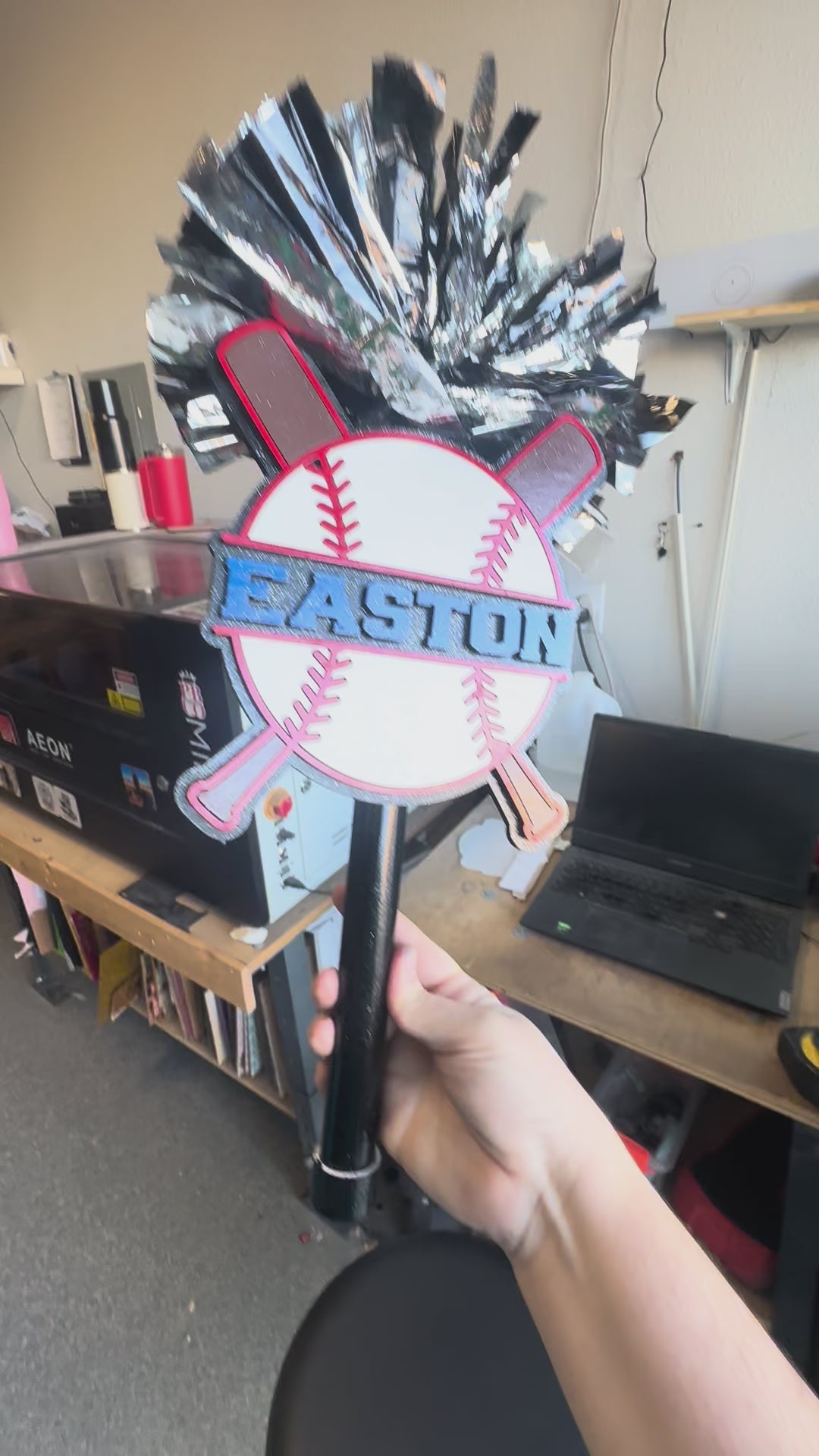 Baseball Noise Maker PomPom Stick - Pompom Sign – Personalized Spirit Gear