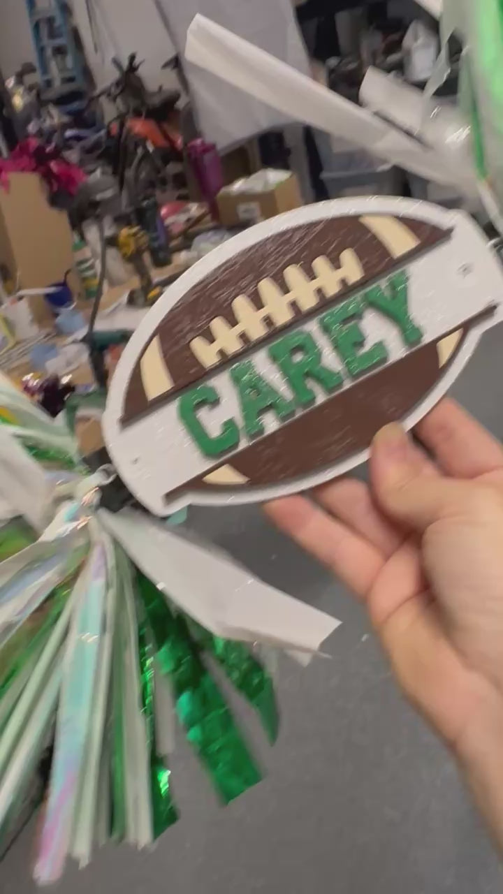 Mini Football Cheerstick - Football Pompom Sign - Game Day Signs - Custom Cheer Stick - Personalized Name Cheer Sign - Sport Mom Sign