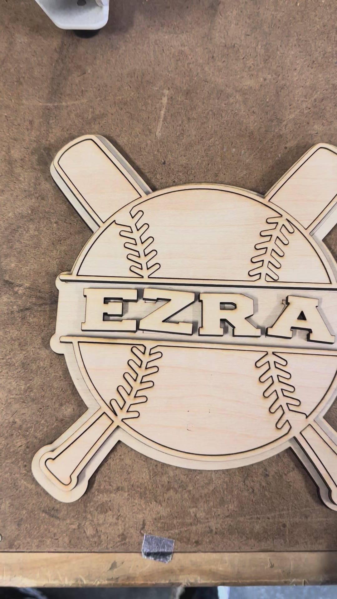 Baseball Shaker Wooden Name Cut out and Backer for DIY Baseball Shaker Stick