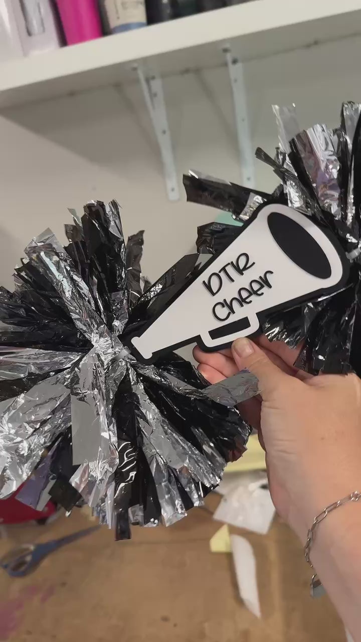 Mini Megaphone Cheerleader Cheerstick – Personalized Wooden Pom-Pom Spirit Sign