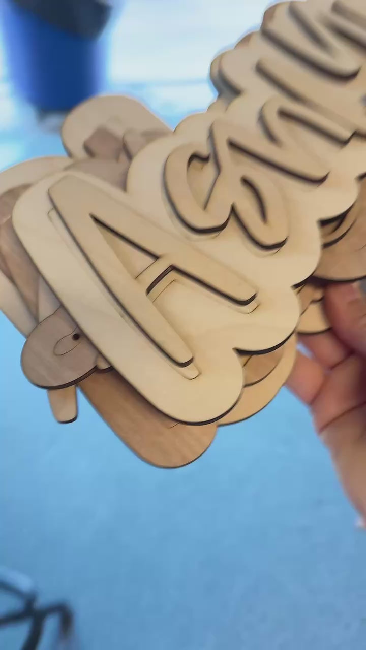 Text Style Wooden Name Cut out and Backer for DIY  Decor Personalized Wooden Name Sign |  Laser Cut Wood Names  Kids Room Wall Art