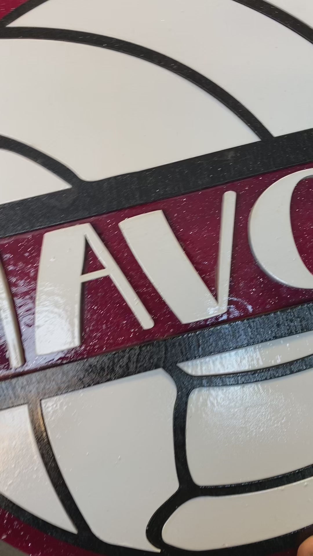 Large Round Volleyball Cheerstick – Custom Wooden Pom-Pom Spirit Sign