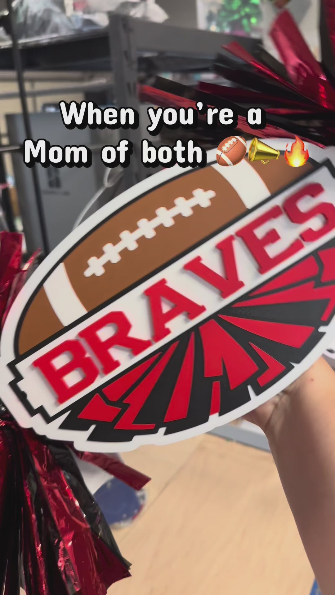 Personalized Split Football Pompom Cheerstick – Custom Team Colors & Name