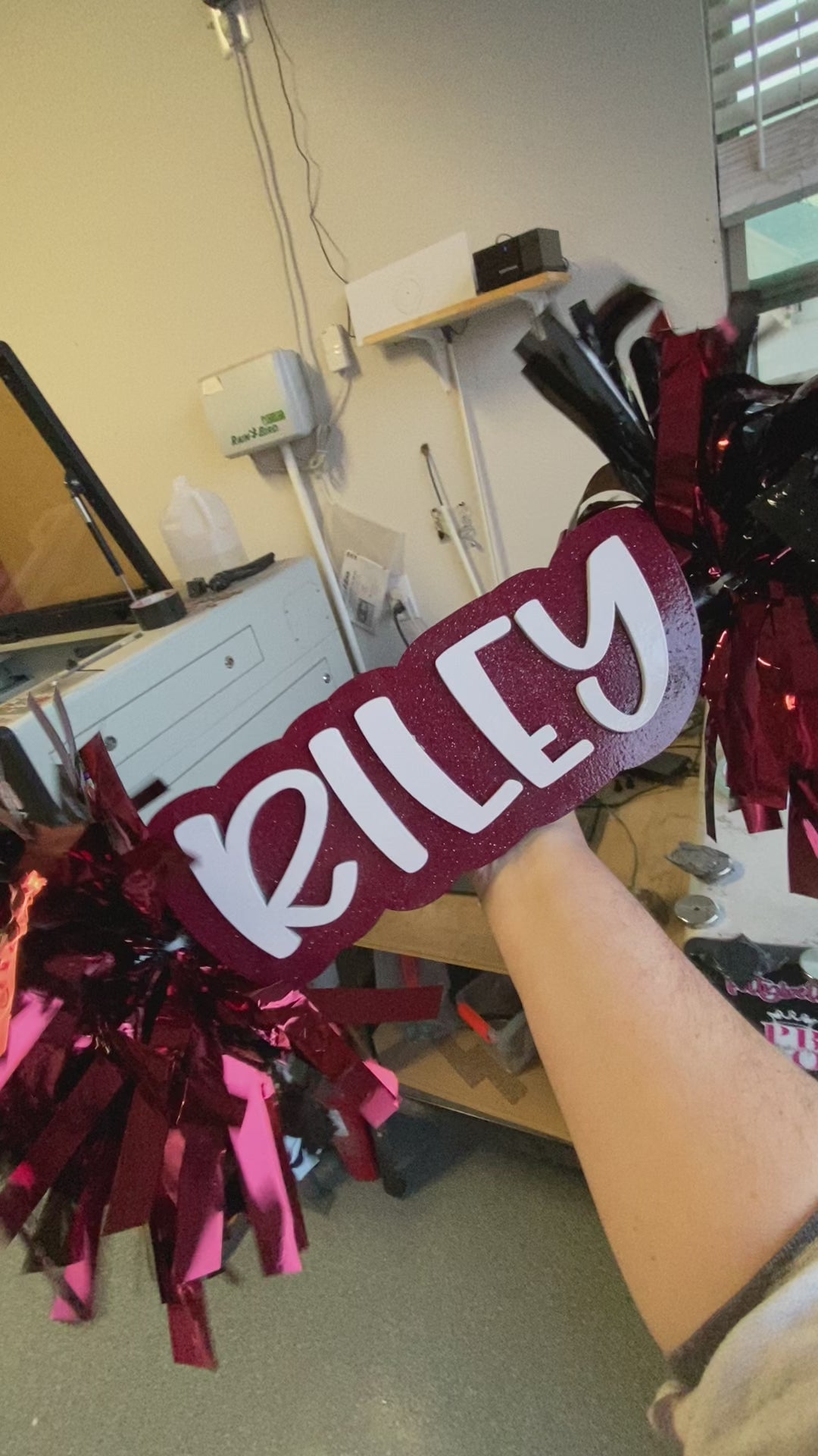 Personalized Birthday Font Cheer Stick Pom Pom – Custom Name Spirit Stick