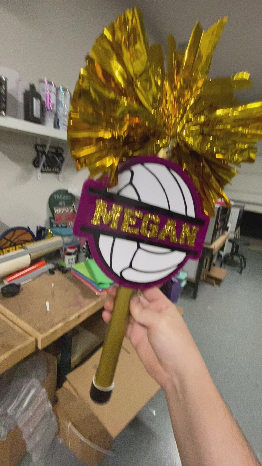Split Volleyball Cheerstick Noise Maker | Personalized Volleyball Spirit Shaker | Volleyball Mom Cheer Stick | Team Spirit Pom Pom Cheerstick | Custom Name Volleyball Prop