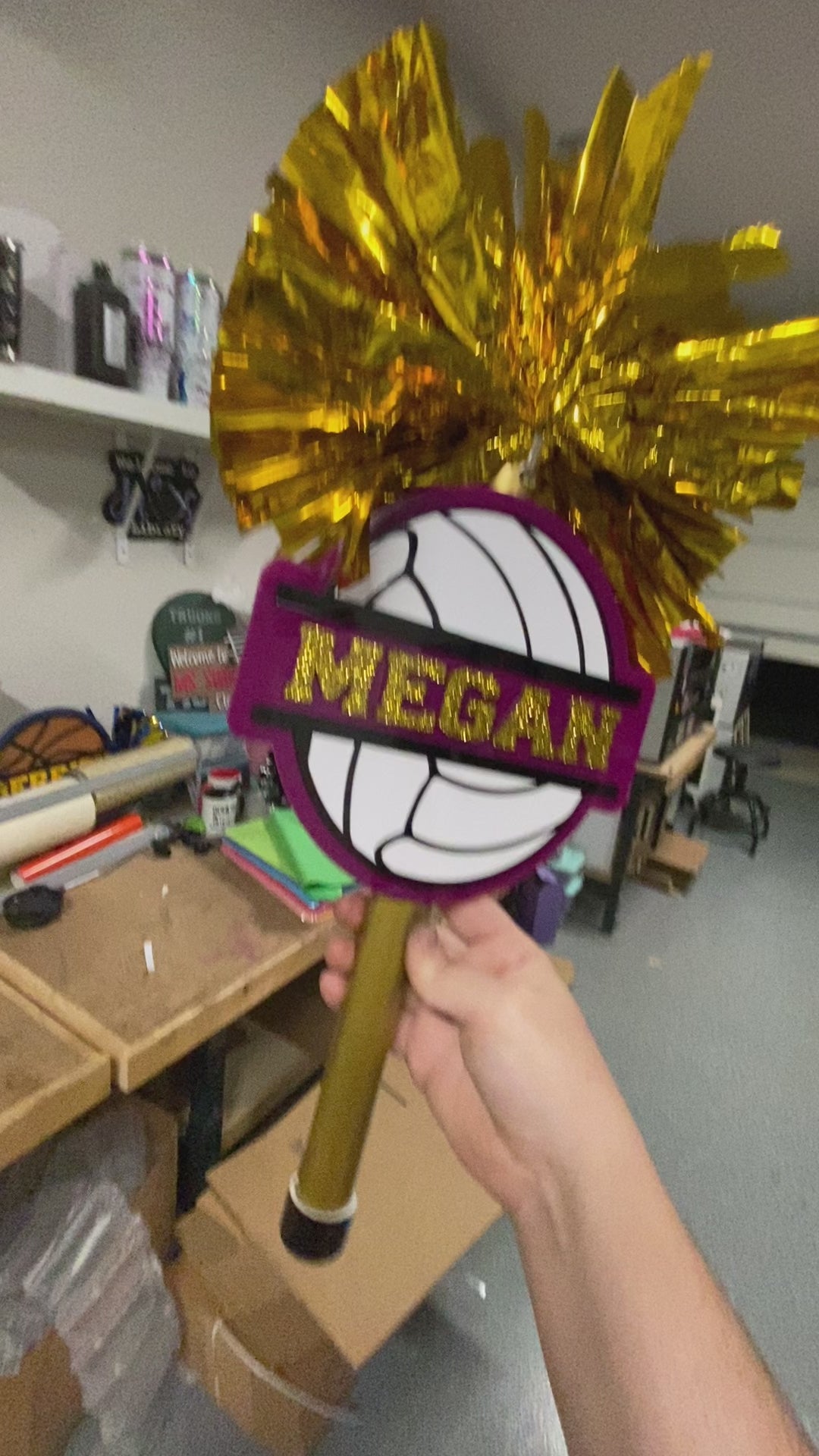 Split Volleyball Cheerstick Noise Maker | Personalized Volleyball Spirit Shaker | Volleyball Mom Cheer Stick | Team Spirit Pom Pom Cheerstick | Custom Name Volleyball Prop