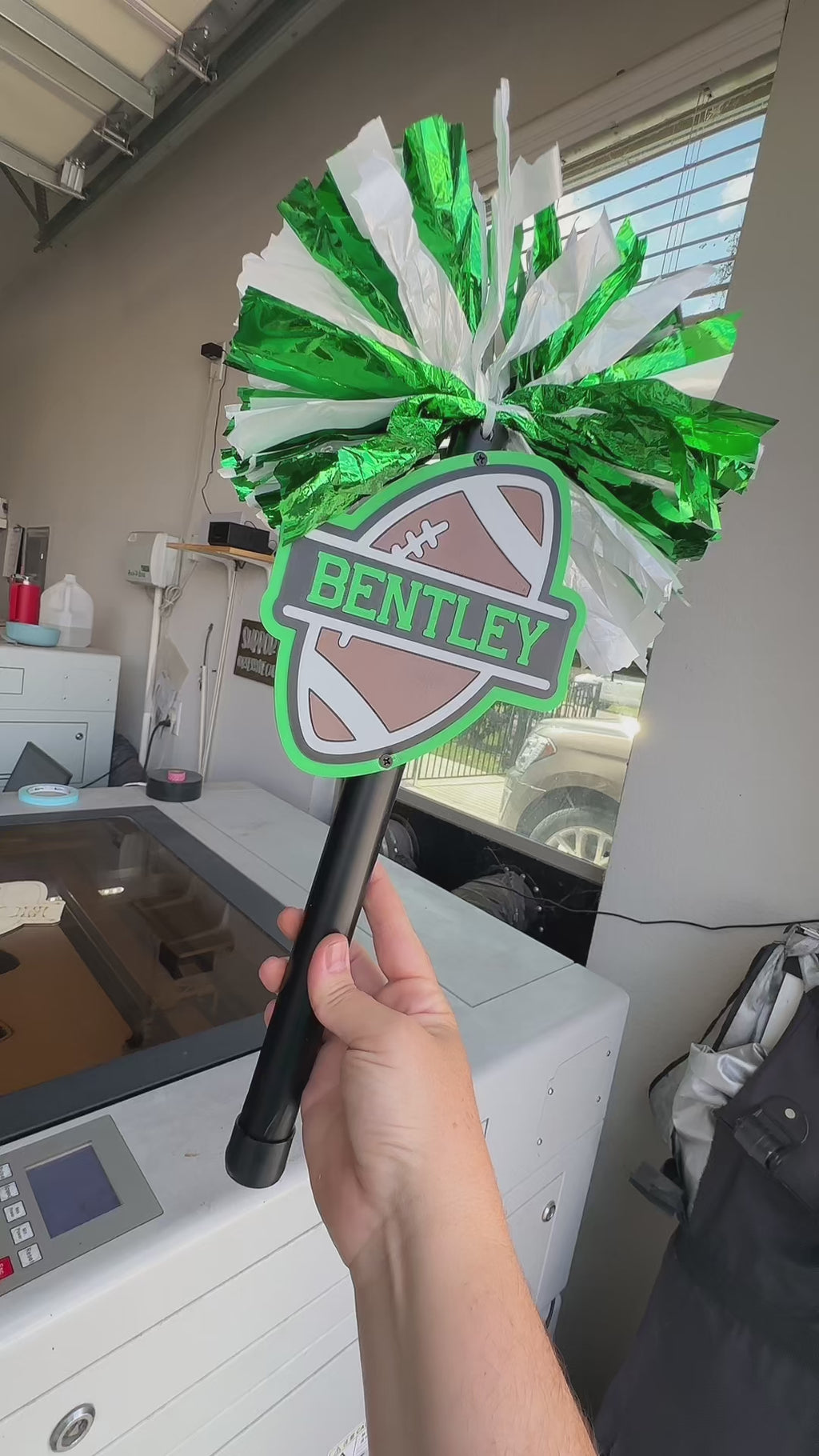 Personalized Football Pompom Stick | Custom Team Spirit Stick | Football Cheer Accessory