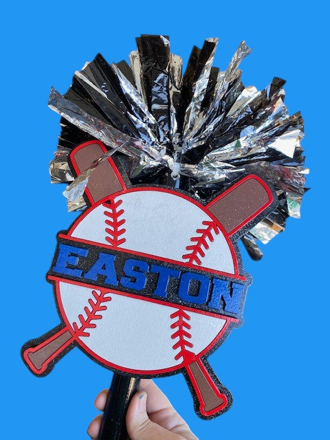 Baseball Noise Maker PomPom Stick - Pompom Sign – Personalized Spirit Gear