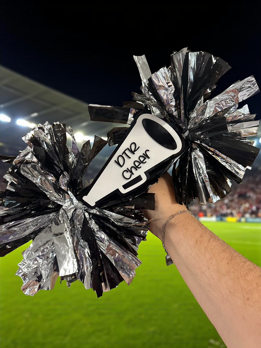 Mini Megaphone Cheerleader Cheerstick – Personalized Wooden Pom-Pom Spirit Sign