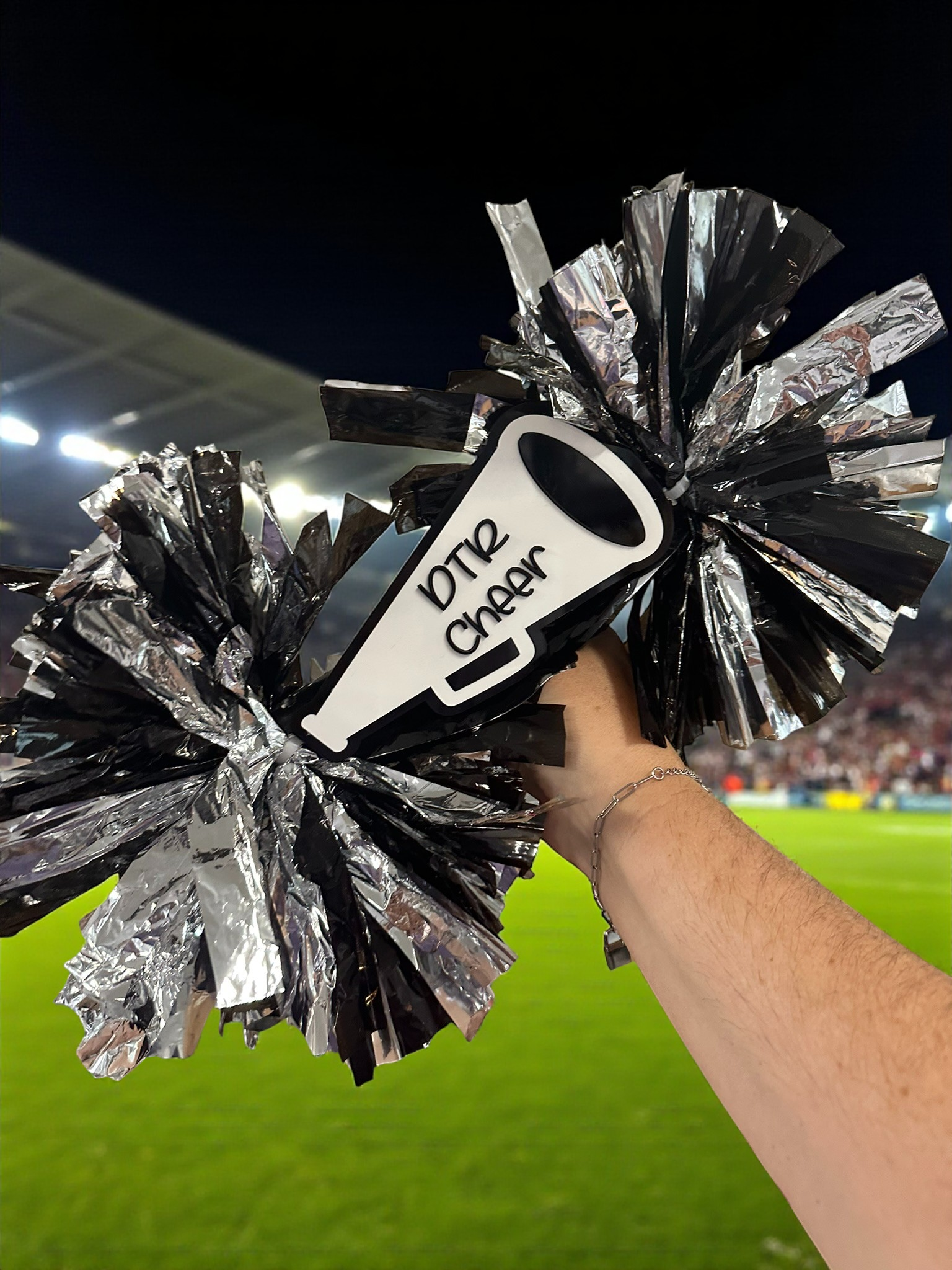 Cheerleading Custom CheerStick - Game Day Signs - Megaphone CheerStick - Personalized Name Cheer Sign - School Spirit Sign - Pom Poms