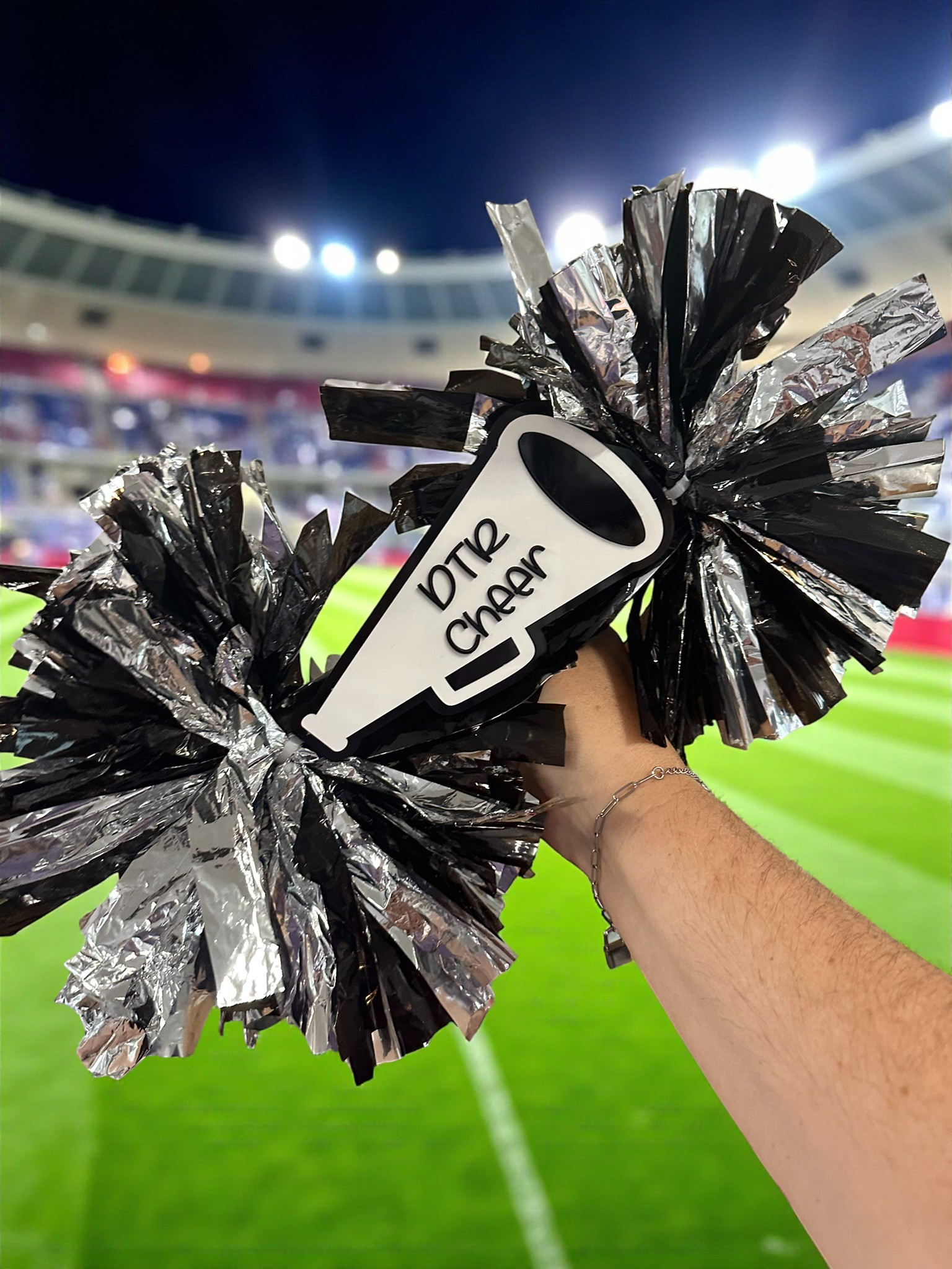 Mini Megaphone Cheerleader Cheerstick – Personalized Wooden Pom-Pom Spirit Sign