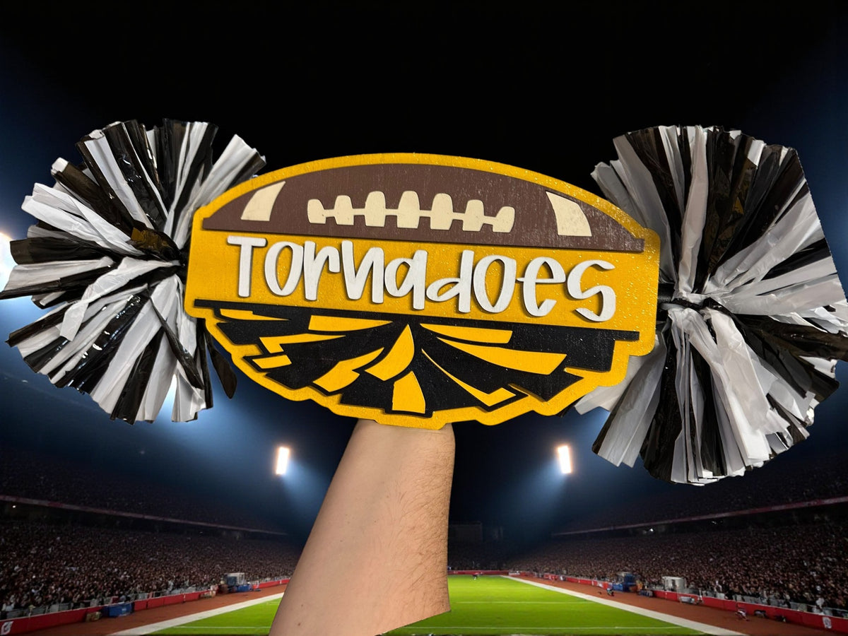 Cheer Football Combo Pom Pom Sign Custom Cheer Stick - Game Day Signs - Custom Cheer Stick - Personalized Name Cheer Sign - Sport Mom Sign