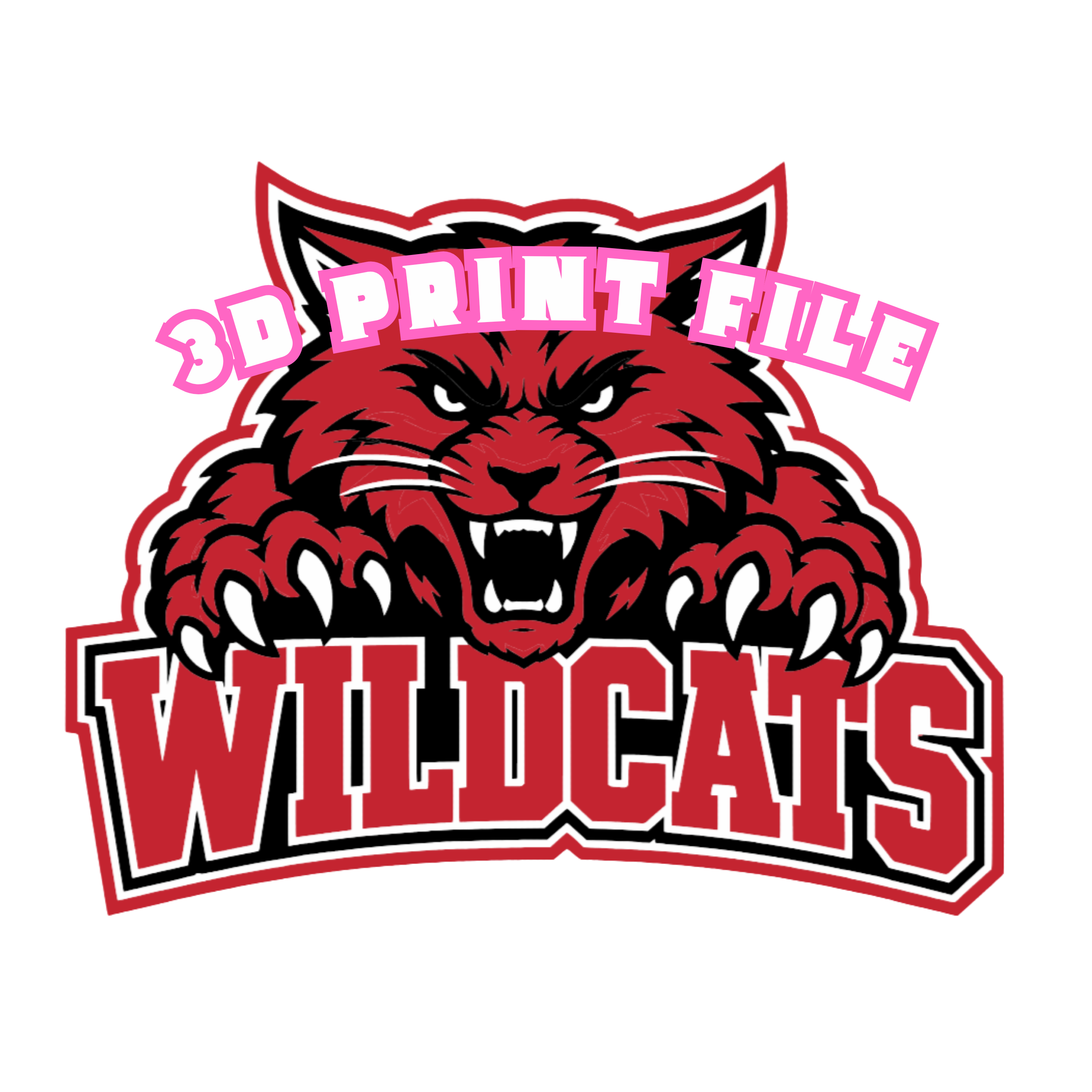 Fierce Wildcats Mascot 3D Print File | STL & 3MF Download | School Spirit Wall Decor | Multi-Color 3D Printable | Instant Digital Download