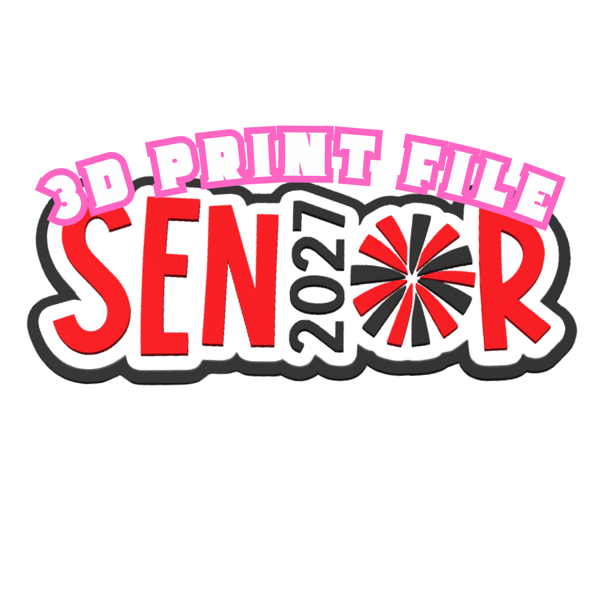 Senior 2027 Cheer  | 3MF & STL 3D Print File | Senior Class Spirit | Cheer Pompom Sign | Instant Digital Download